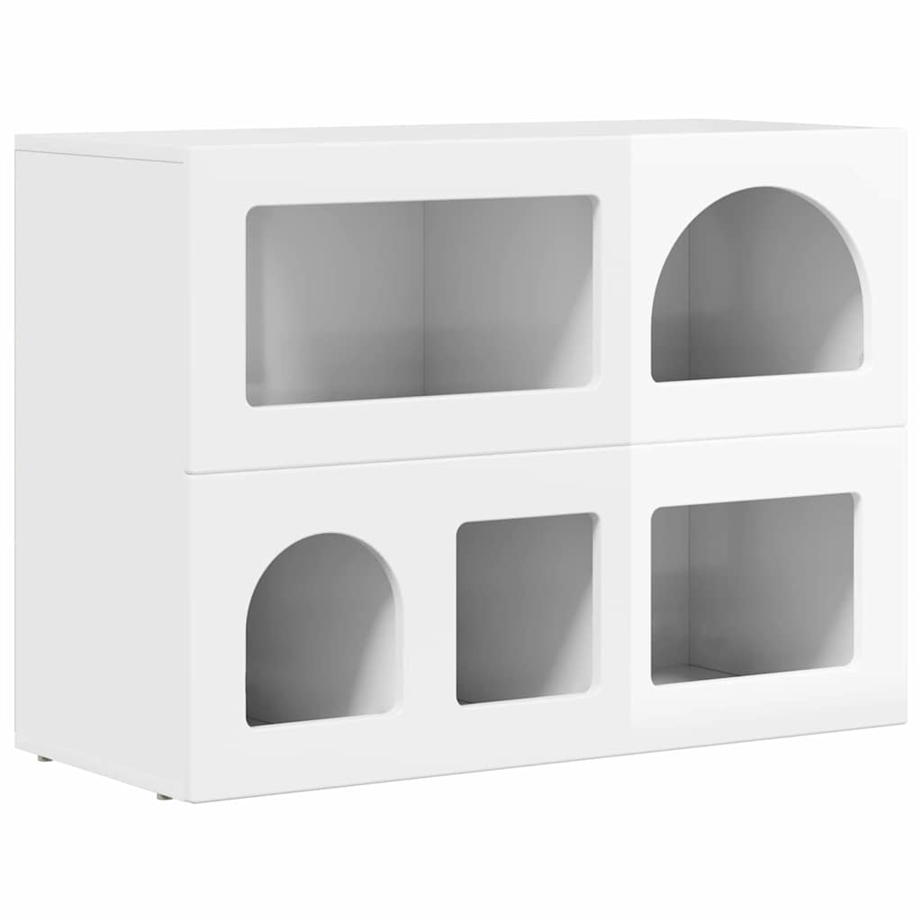 Buffet Blanc brillant 80,5 x 35 x 59 cm Bois d'ingénierie - XIOS