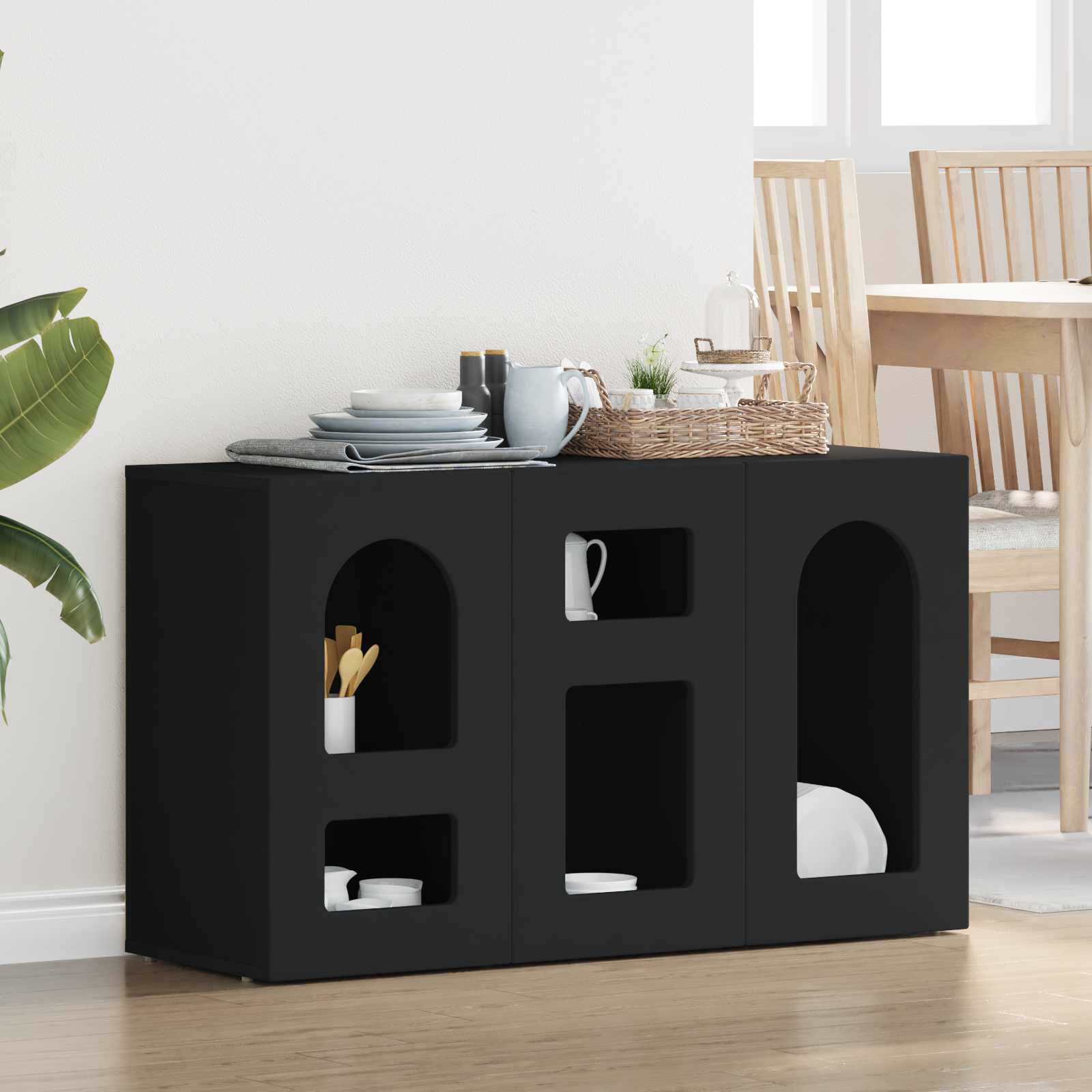Buffet Noir 100 x 35 x 59 cm Bois d'ingénierie - XIOS