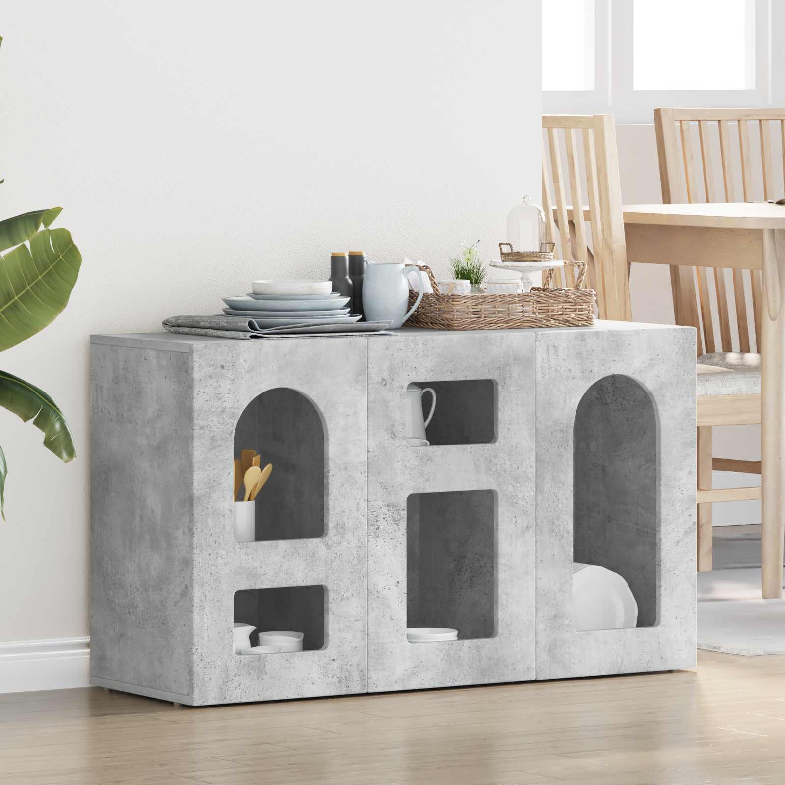 Buffet Gris béton 100 x 35 x 59 cm Bois d'ingénierie - XIOS