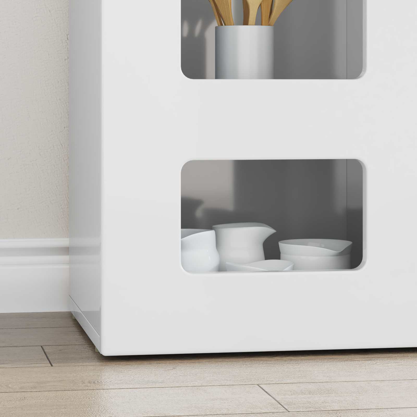Buffet Blanc brillant 100 x 35 x 59 cm Bois d'ingénierie - XIOS