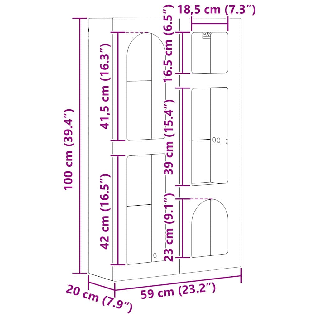 Armoire suspendue Gris béton 59 x 20 x 100 cm Bois d'ingénierie - XIOS