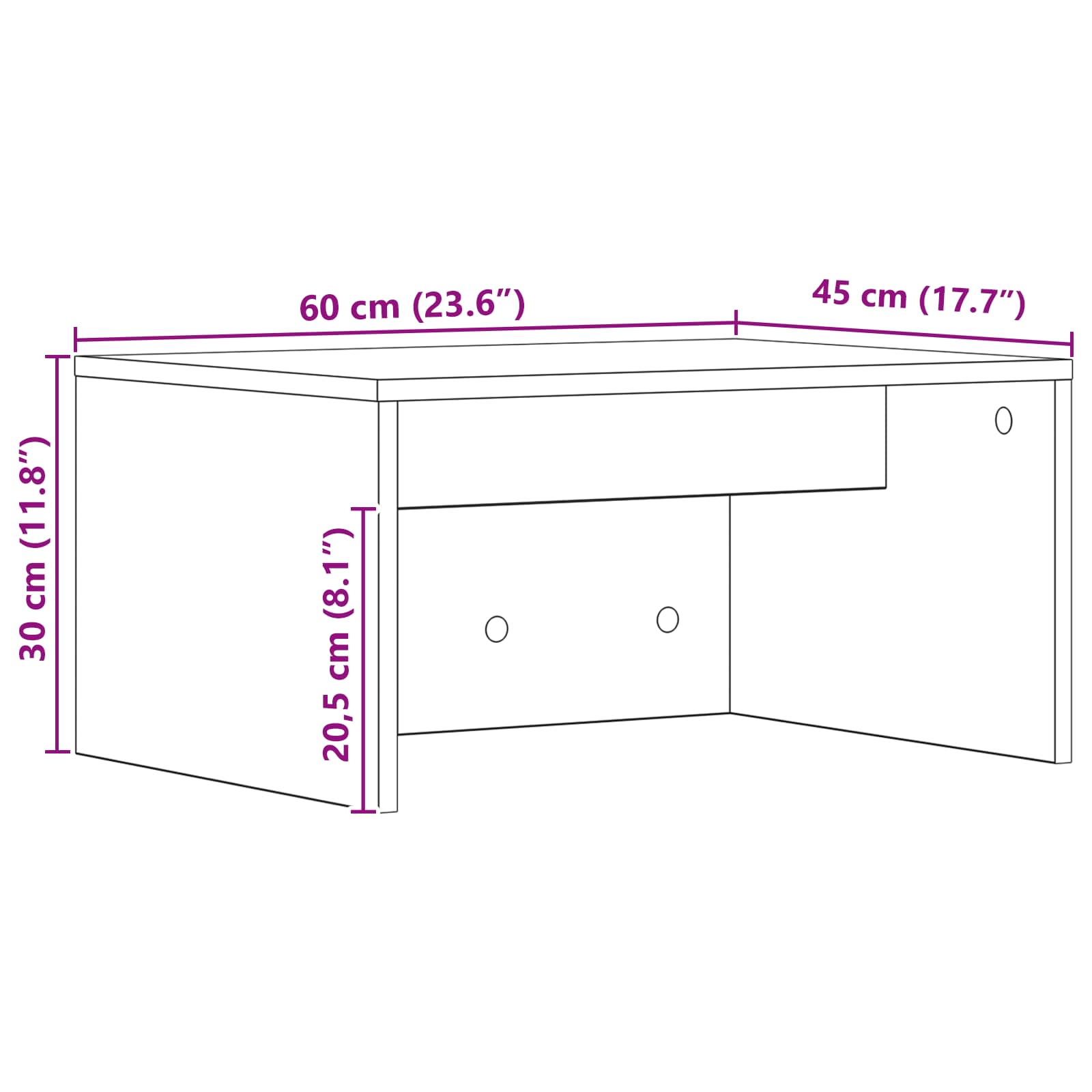 Bureau mural Chêne noir 60 x 45 x 30 cm Bois d'ingénierie - XIOS