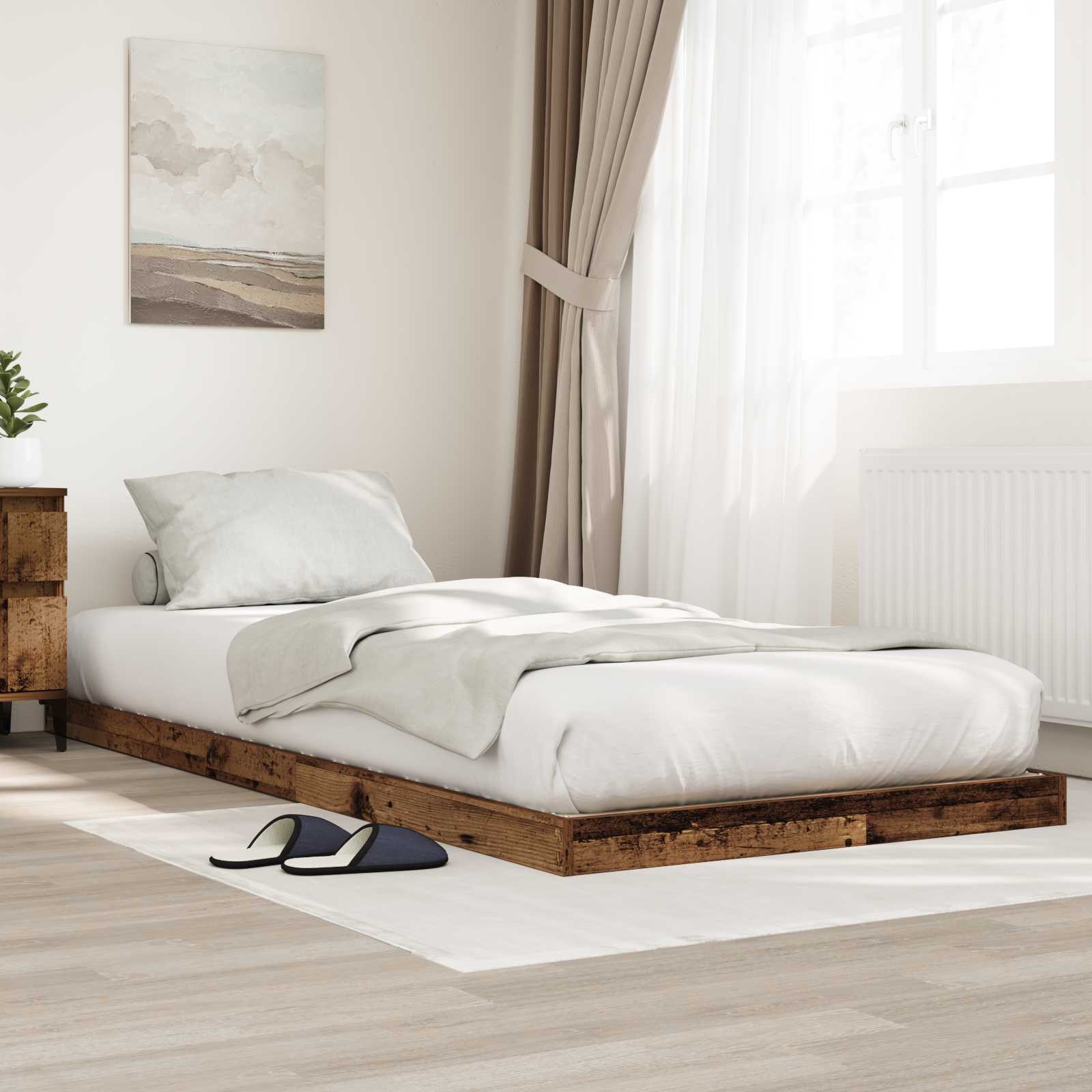 Cadre de lit surélevé Bois ancien 75 x 190 cm Bois d'ingénierie - XIOS