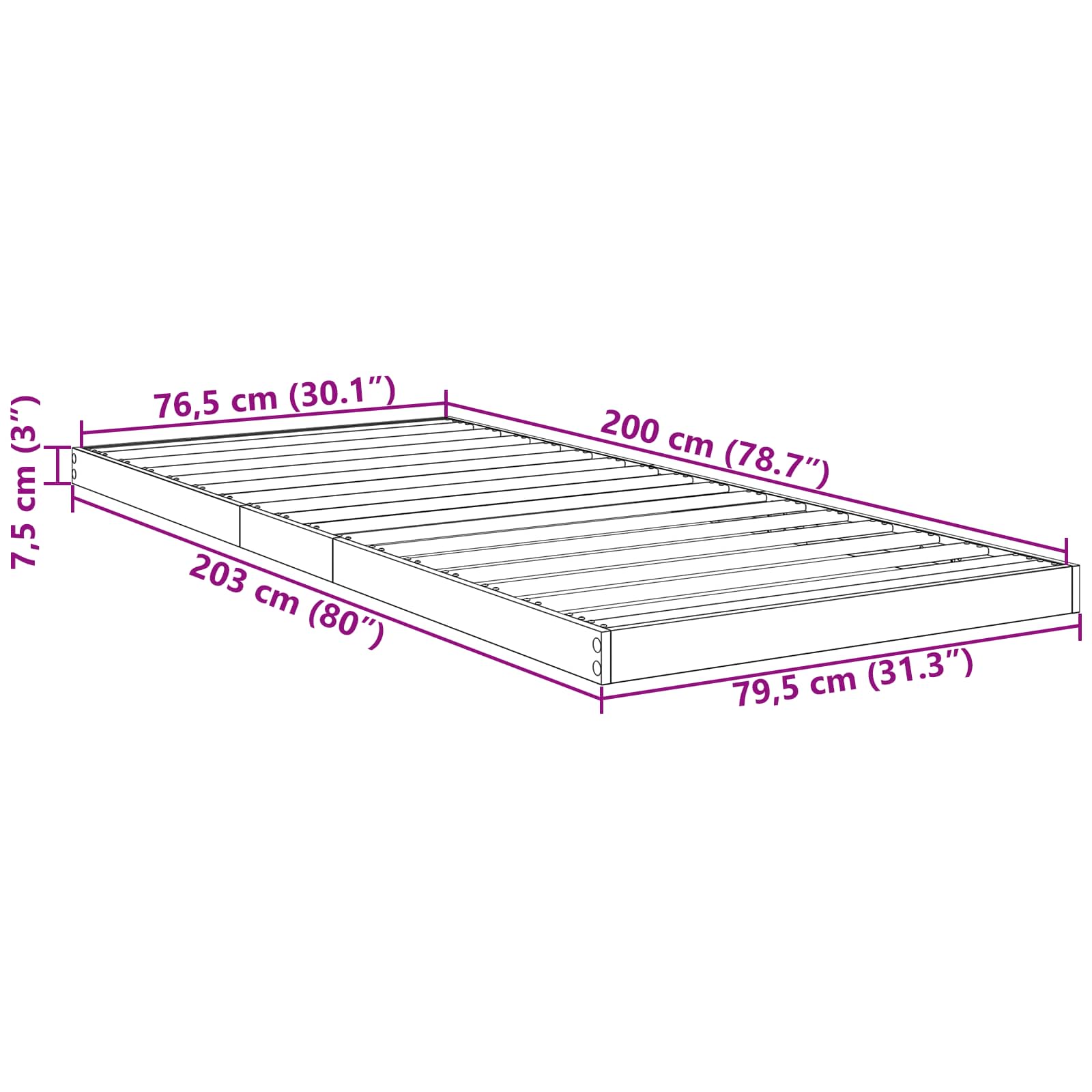 Cadre de lit surélevé Chêne fumé 80 x 200 cm Bois d'ingénierie - XIOS