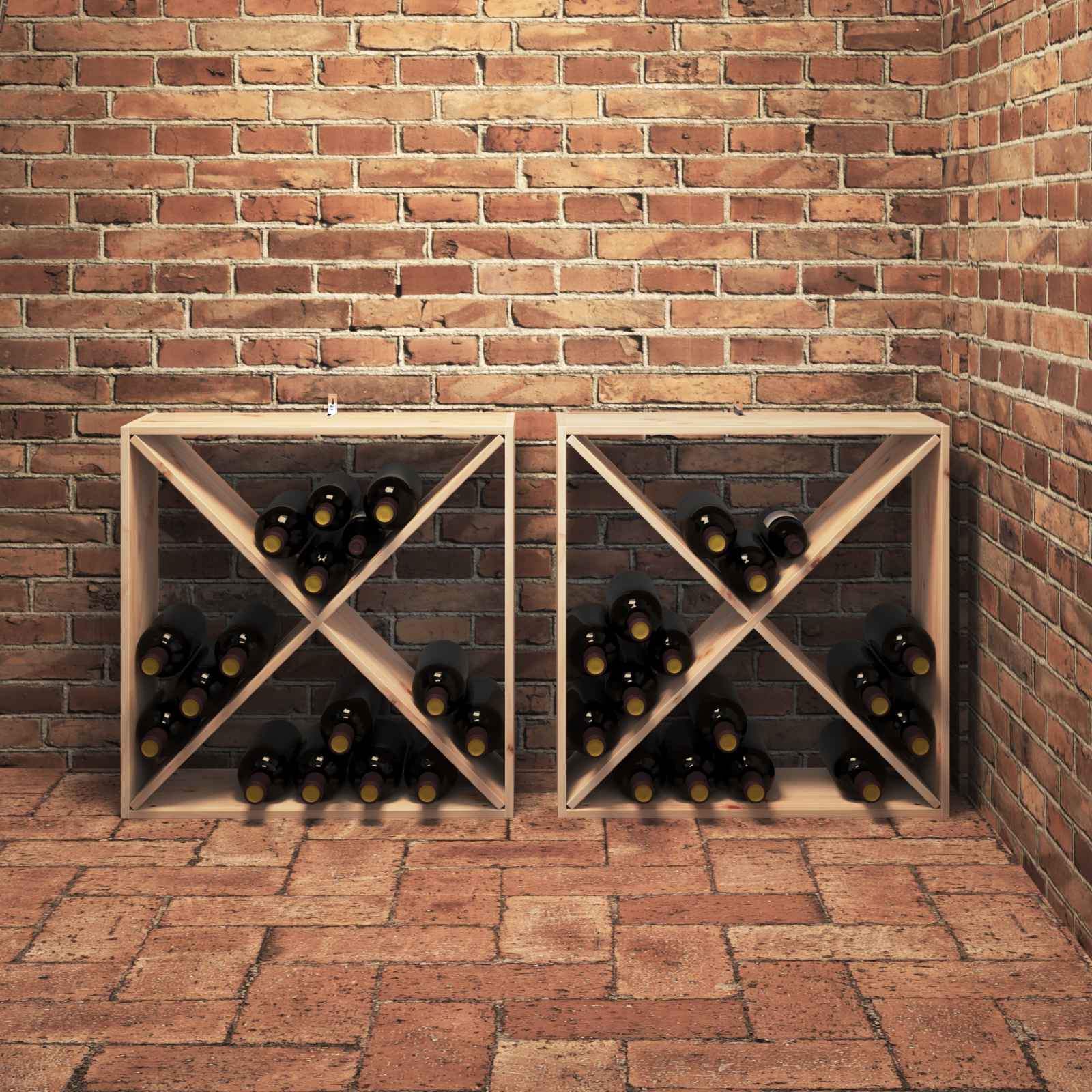Étagère à vin 2 pcs Naturel 62 x 25 x 62 cm Pin massif - XIOS