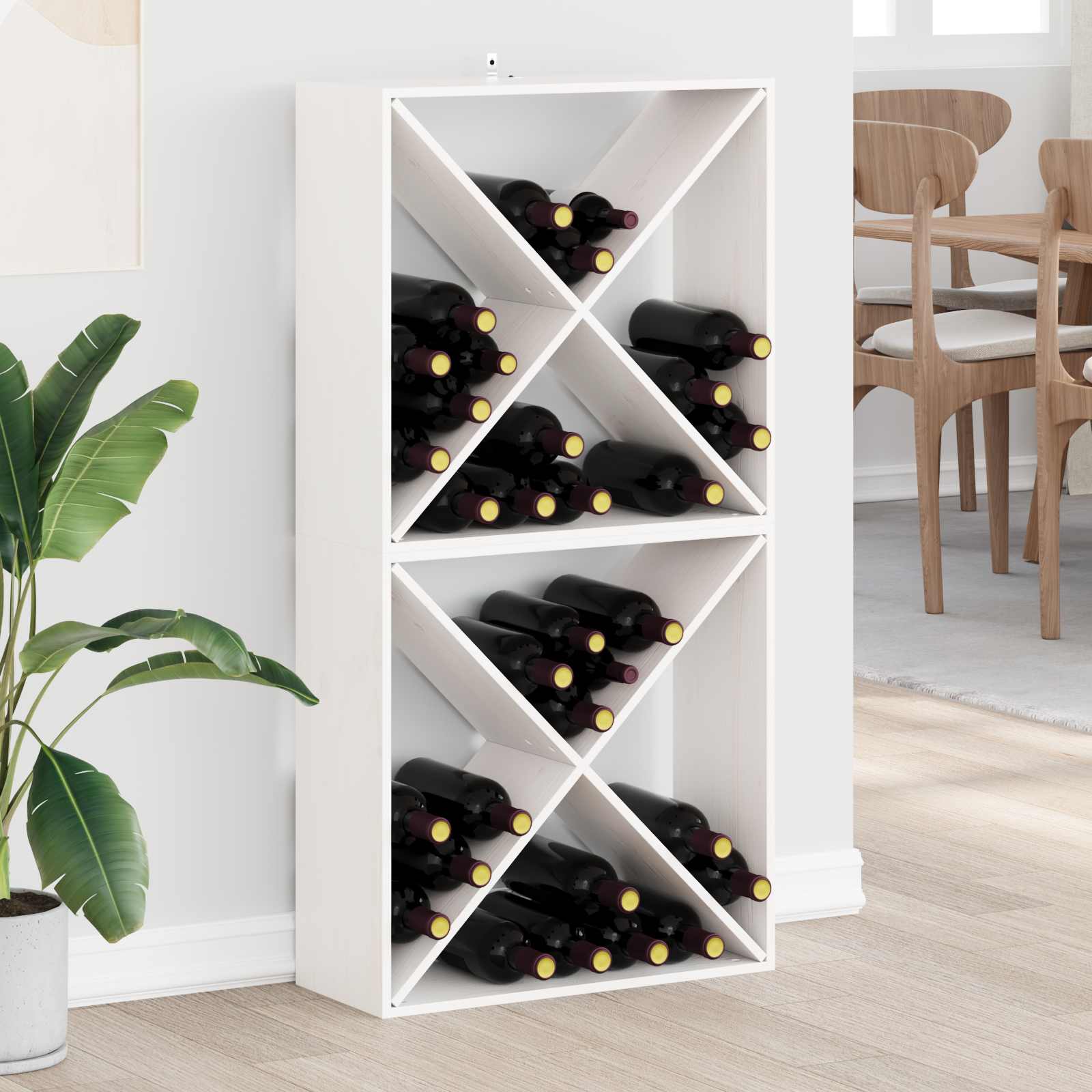 Étagère à vin 2 pcs Blanc 62 x 25 x 62 cm Pin massif - XIOS