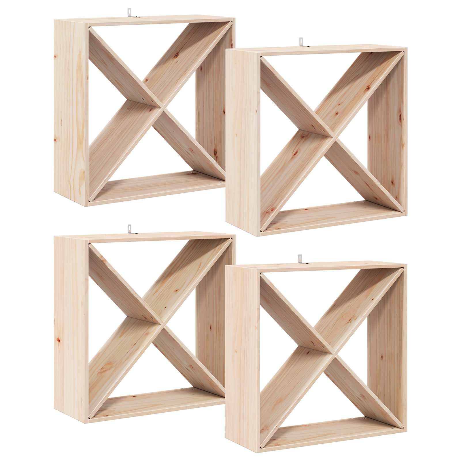 Étagère à vin 4 pcs Naturel 62 x 25 x 62 cm Pin massif - XIOS