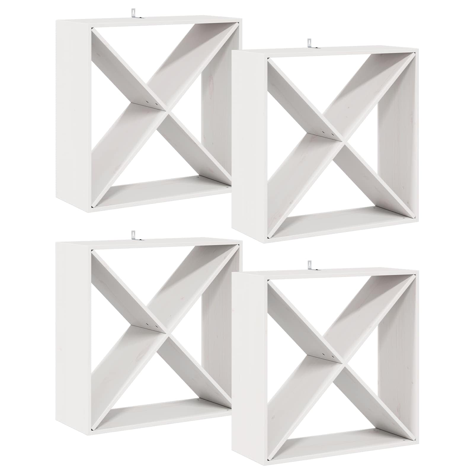 Étagère à vin 4 pcs Blanc 62 x 25 x 62 cm Pin massif - XIOS