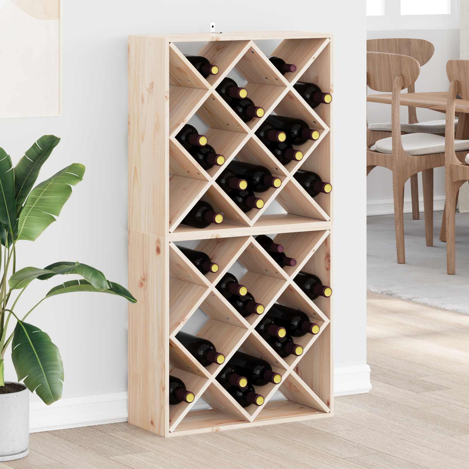 Étagère à vin 2 pcs Naturel 62 x 25 x 62 cm Pin massif - XIOS