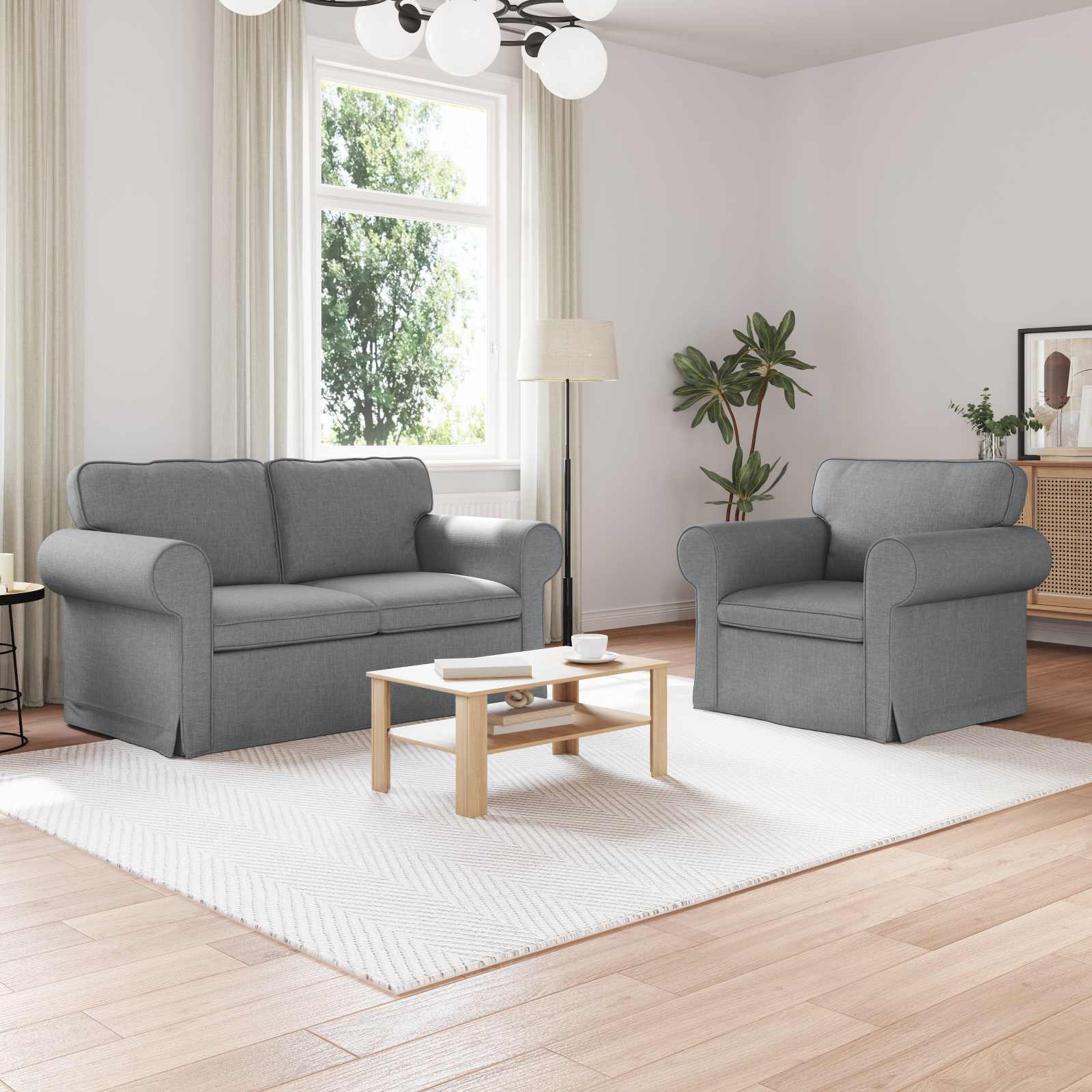 Ensemble de Canapés 2 pc Gris clair tissu