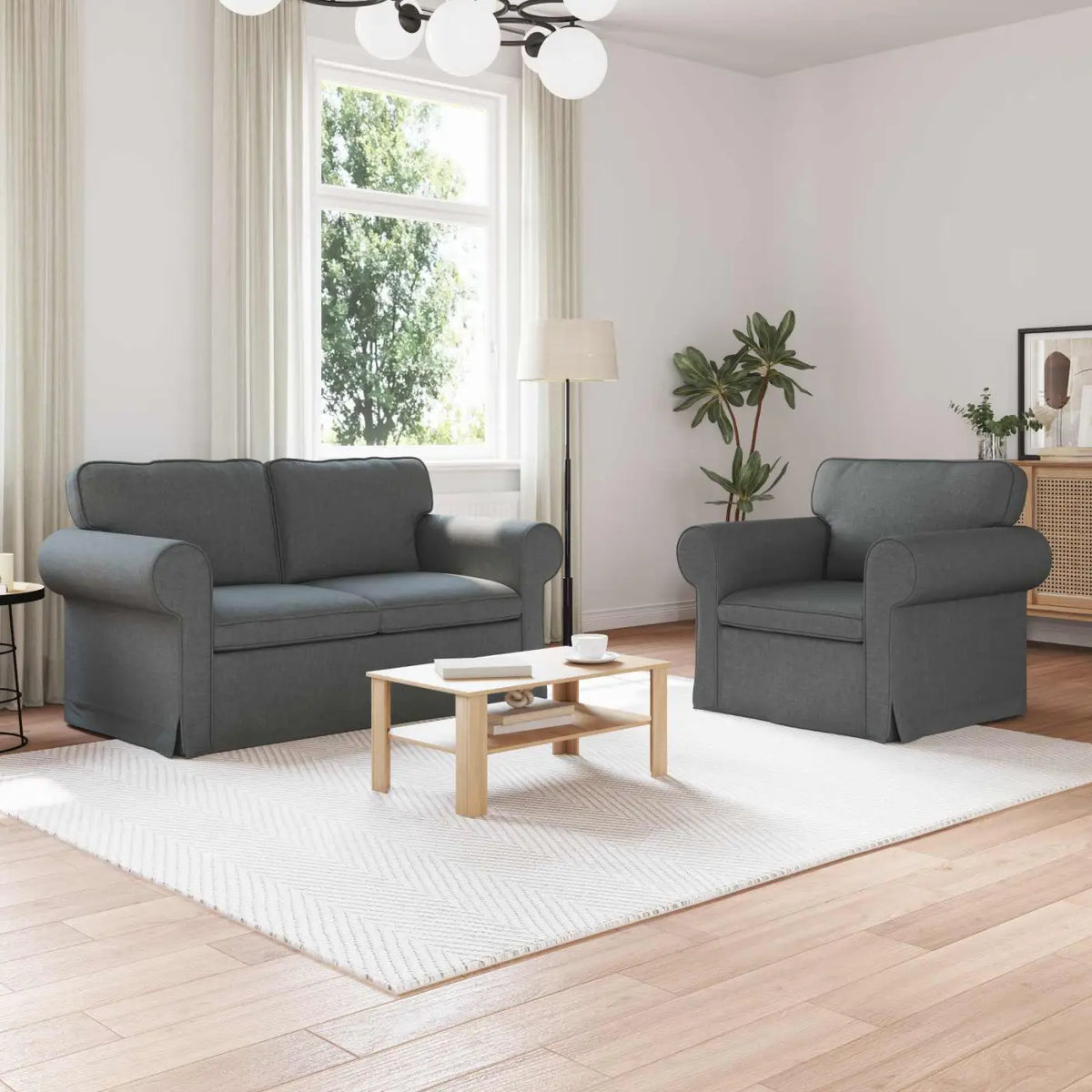 Ensemble de Canapés 2 pc Gris foncé tissu - XIOS