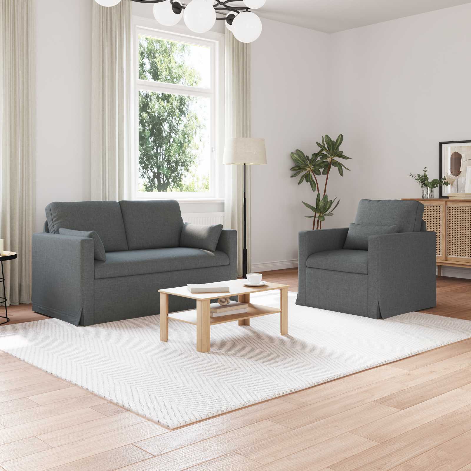 Ensemble de Canapés 2 pcs Gris foncé 139 x 78 x 80 cm tissu - XIOS