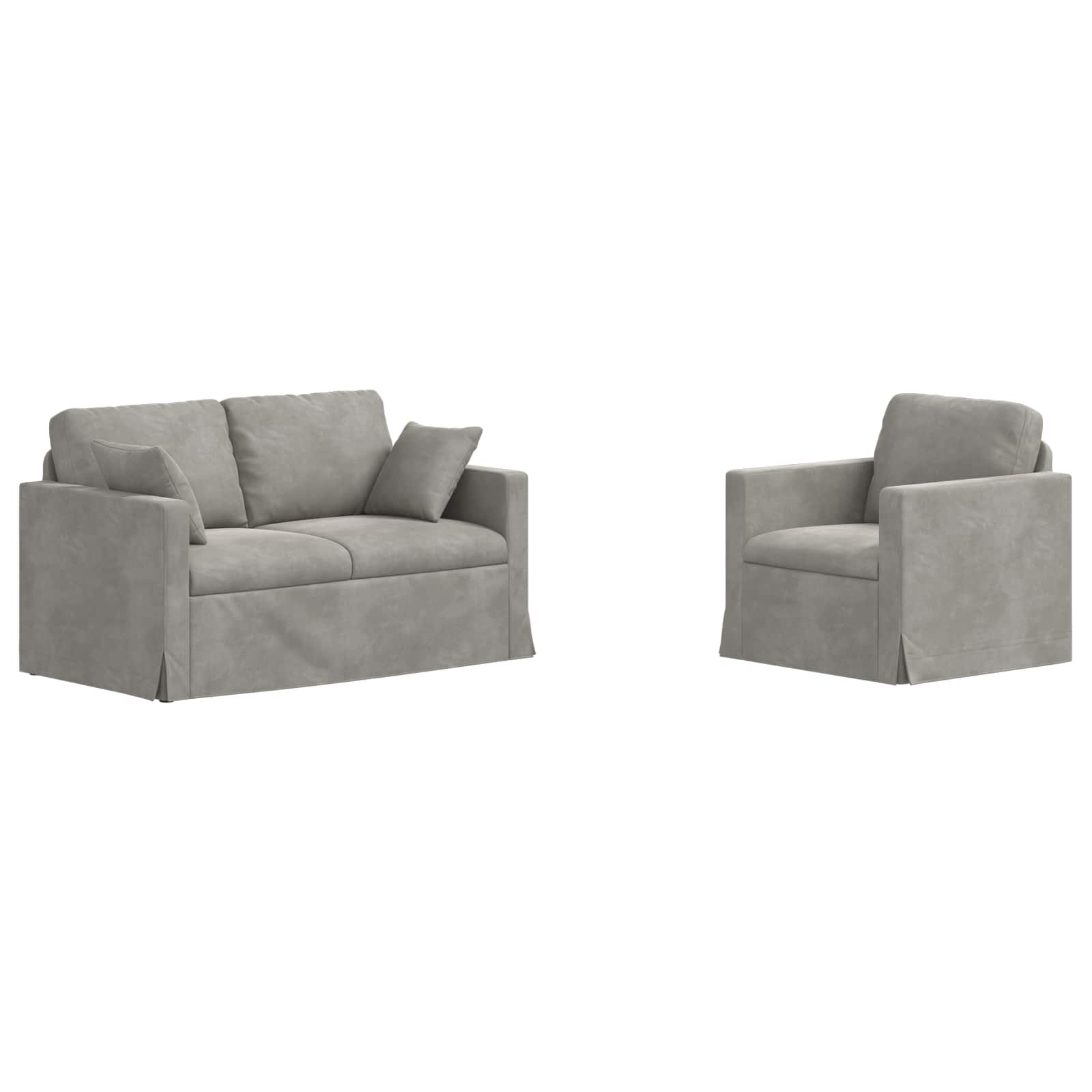 Ensemble de Canapés 2 pcs Gris clair 138 x 78 x 80 cm Velours - XIOS