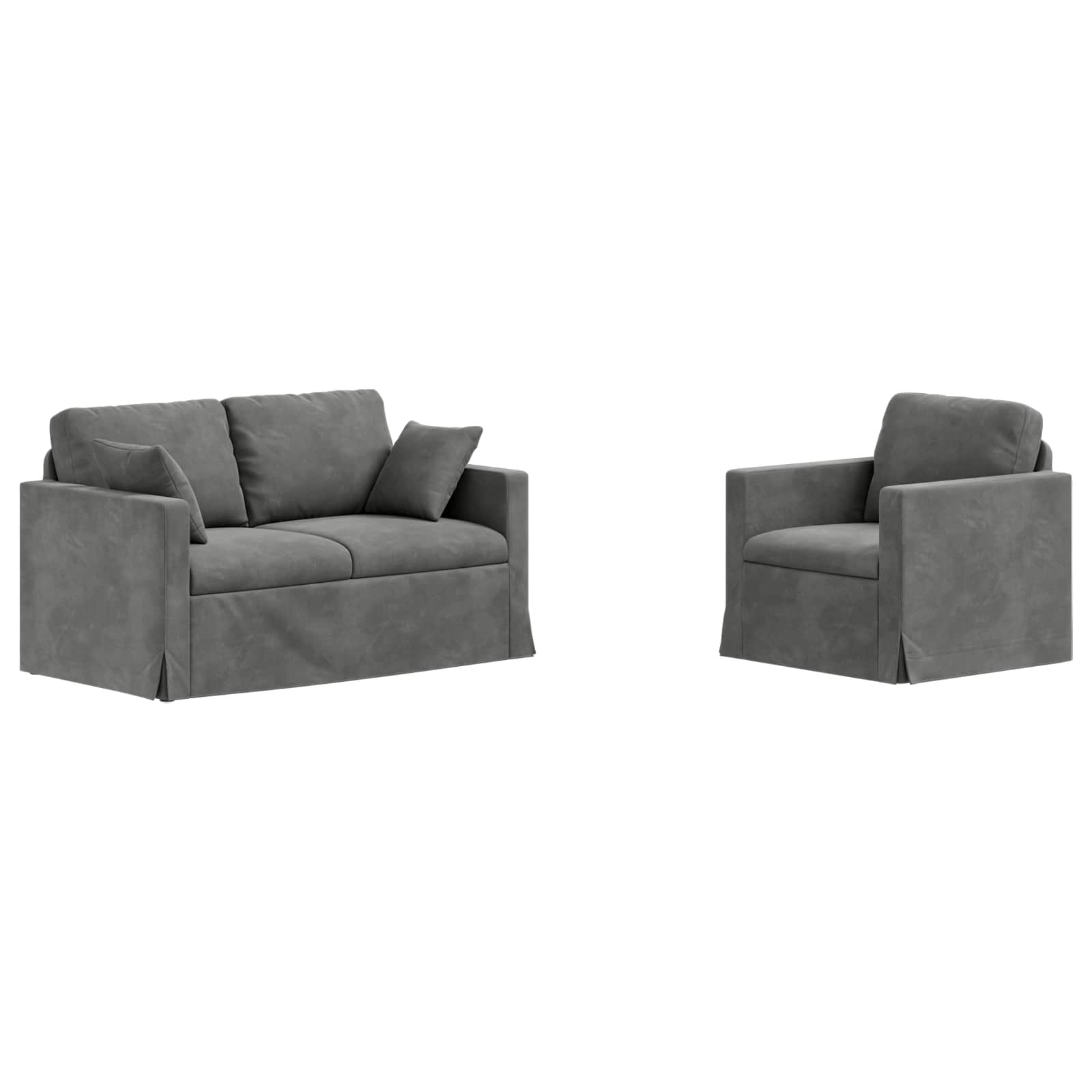 Ensemble de Canapés 2 pcs Gris foncé 138 x 78 x 80 cm Velours - XIOS