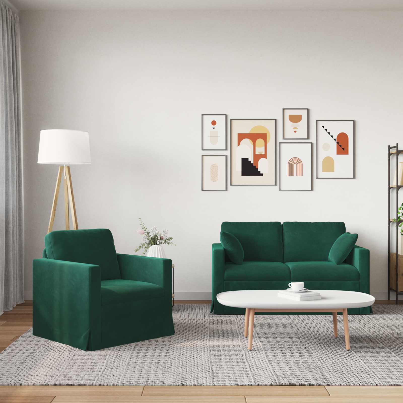 Ensemble de Canapés 2 pcs Vert foncé 138 x 78 x 80 cm Velours - XIOS
