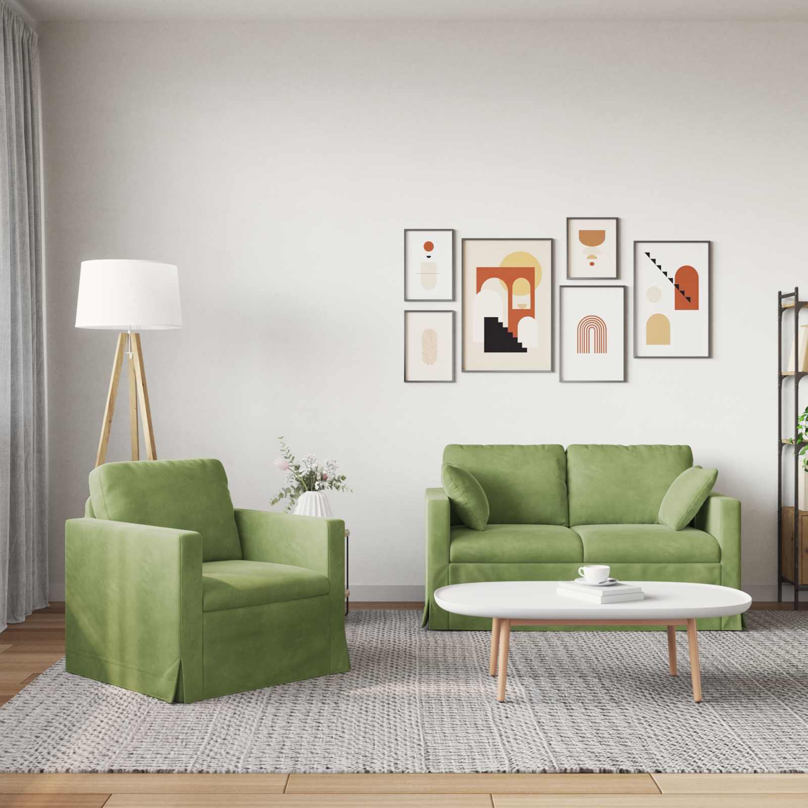 Ensemble de Canapés 2 pcs Vert clair 138 x 78 x 80 cm Velours - XIOS