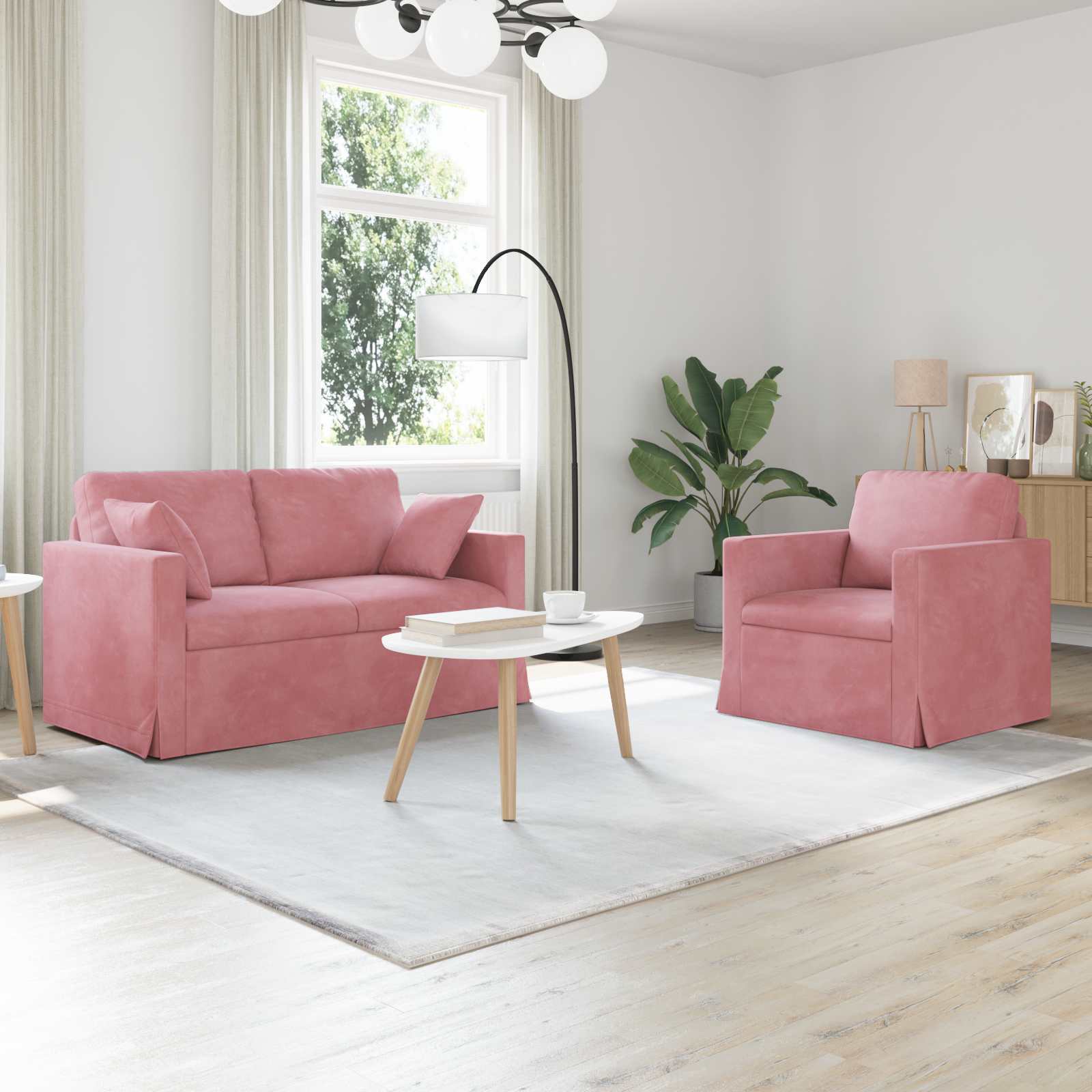 Ensemble de Canapés 2 pcs Rose 138 x 78 x 80 cm Velours - XIOS