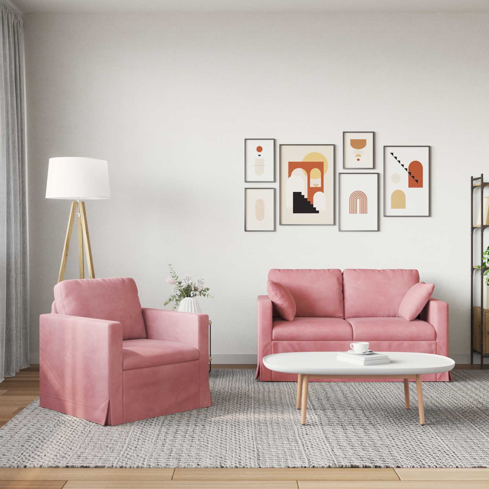 Ensemble de Canapés 2 pcs Rose 138 x 78 x 80 cm Velours - XIOS