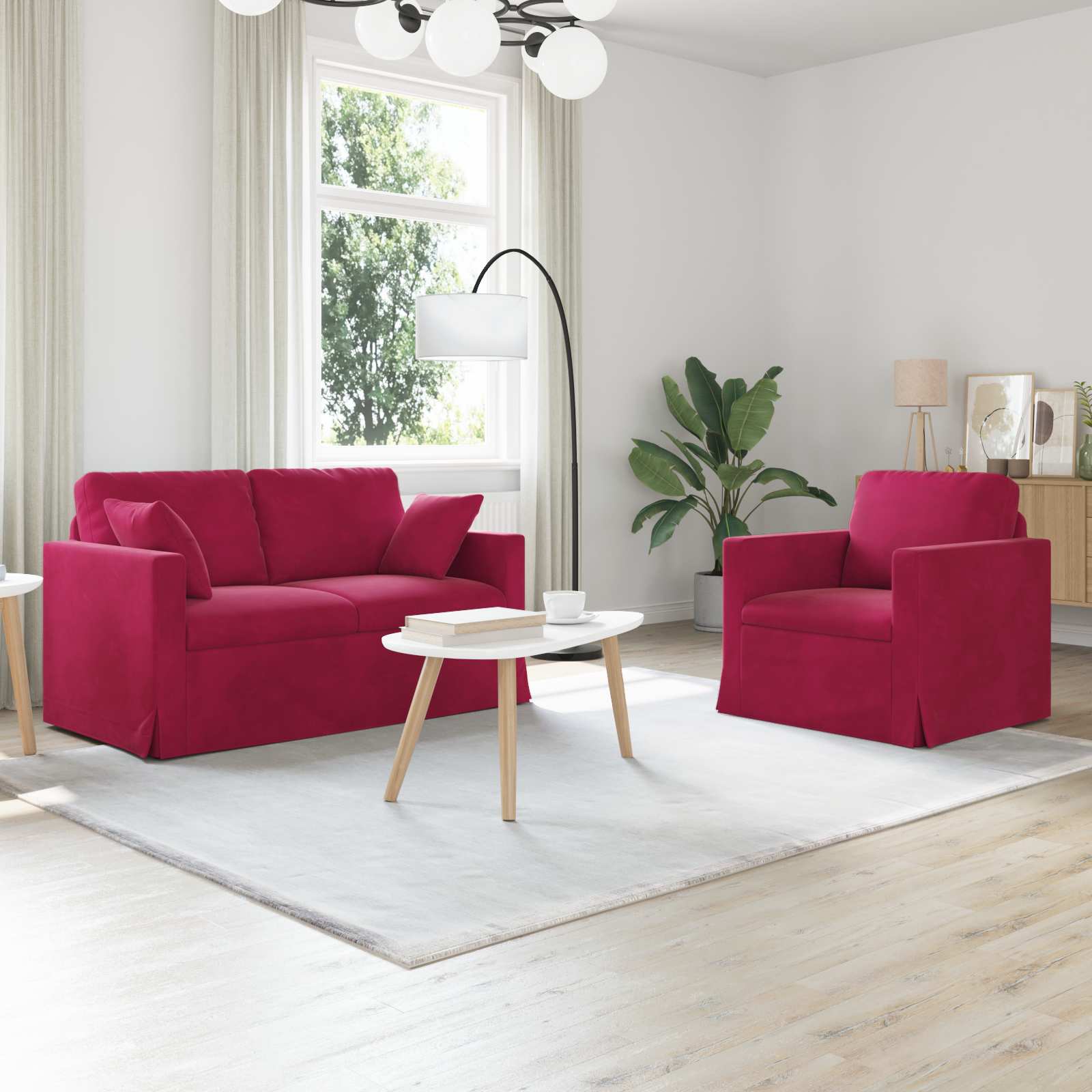 Ensemble de Canapés 2 pcs Bordeaux 138 x 78 x 80 cm Velours - XIOS