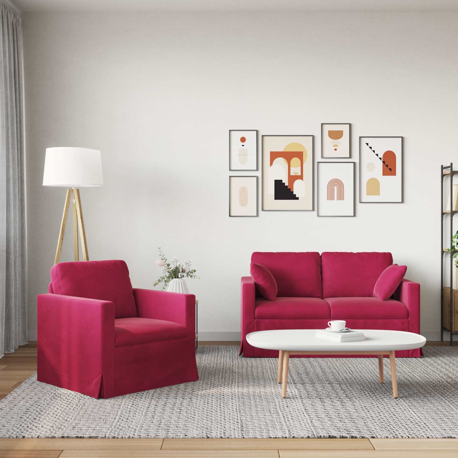 Ensemble de Canapés 2 pcs Bordeaux 138 x 78 x 80 cm Velours - XIOS