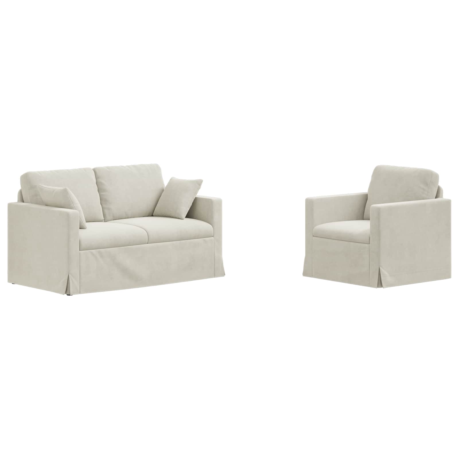 Ensemble de Canapés 2 pcs Crème 138 x 78 x 80 cm Velours - XIOS