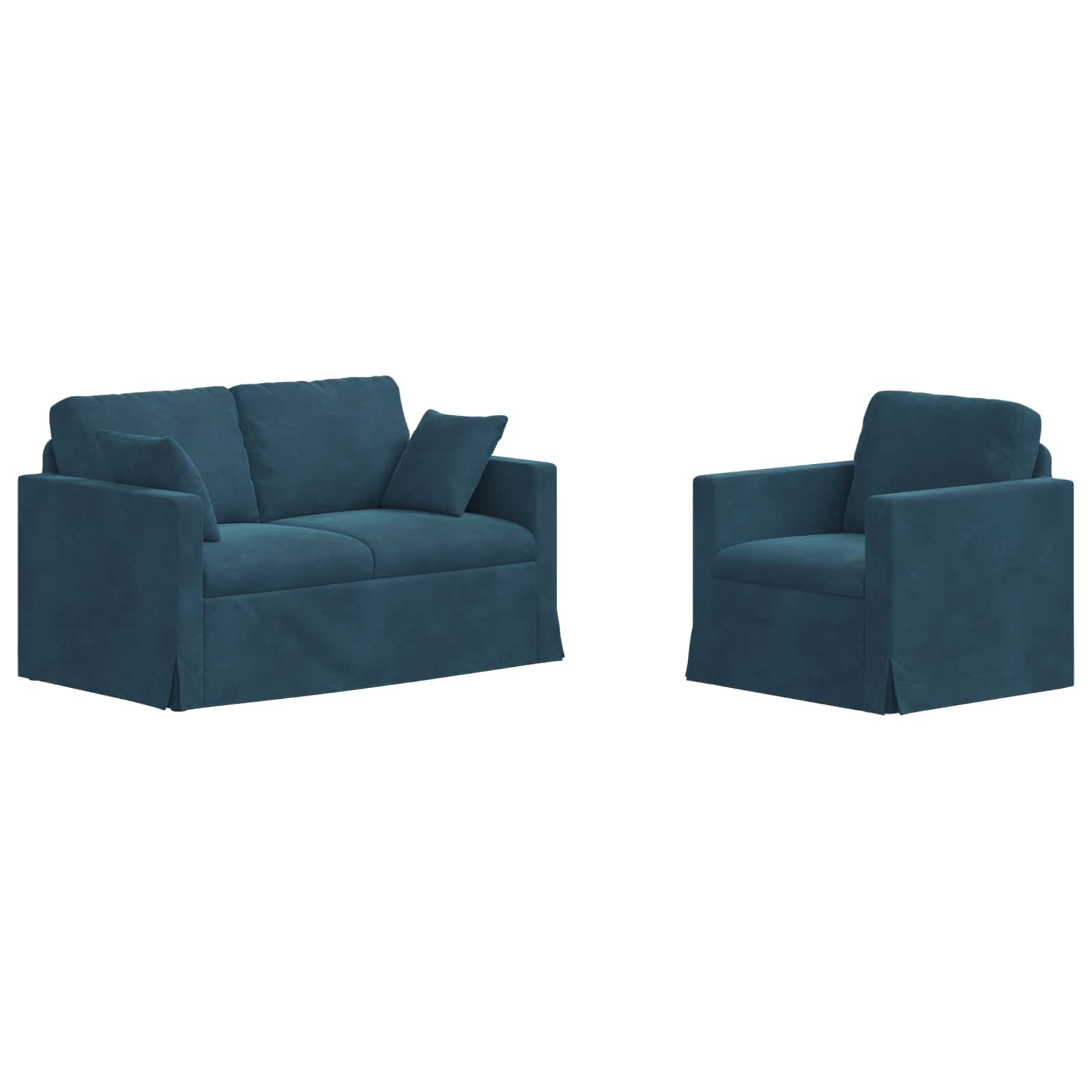 Ensemble de Canapés 2 pcs Bleu 138 x 78 x 80 cm Velours - XIOS