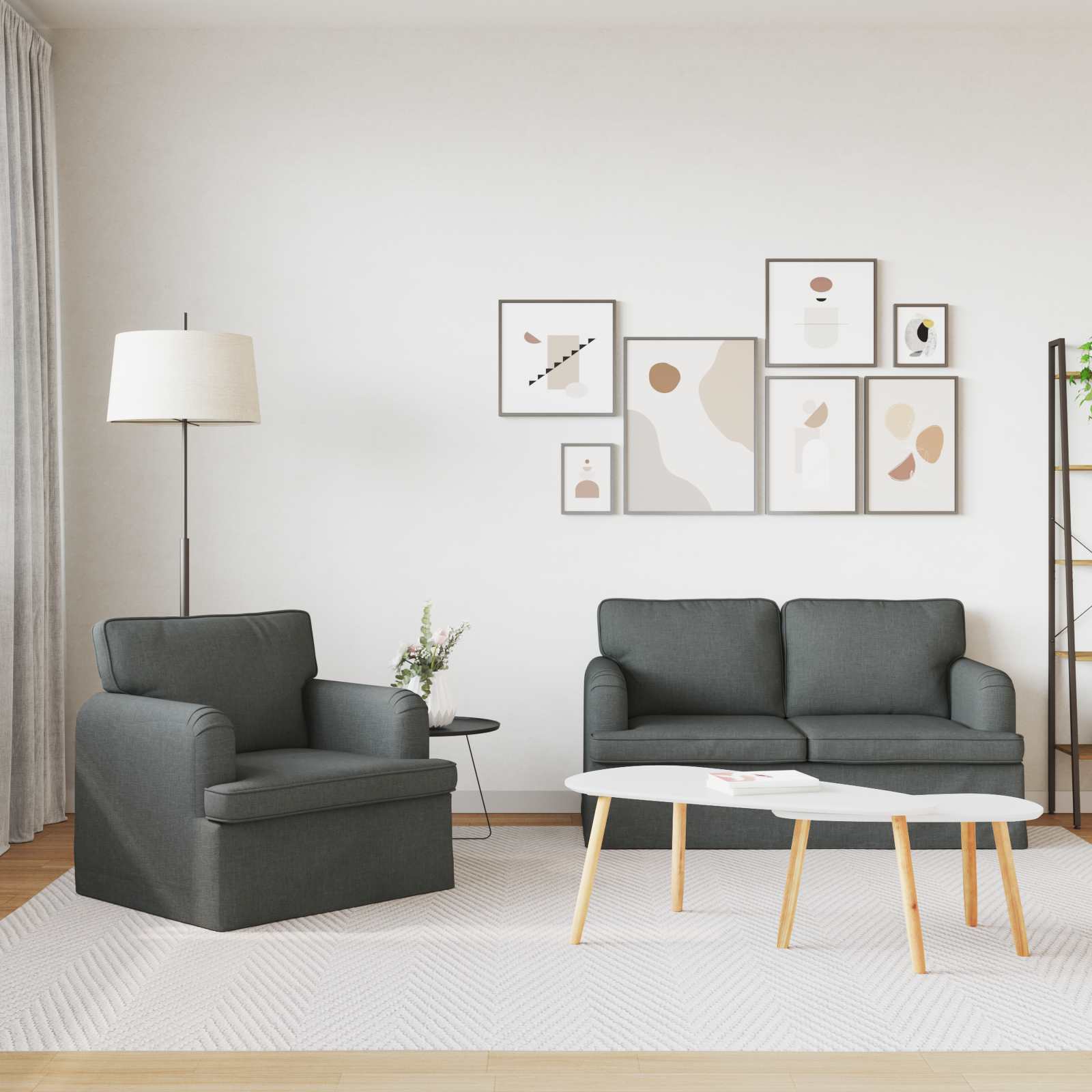 Ensemble de Canapés 2 pc Gris foncé tissu