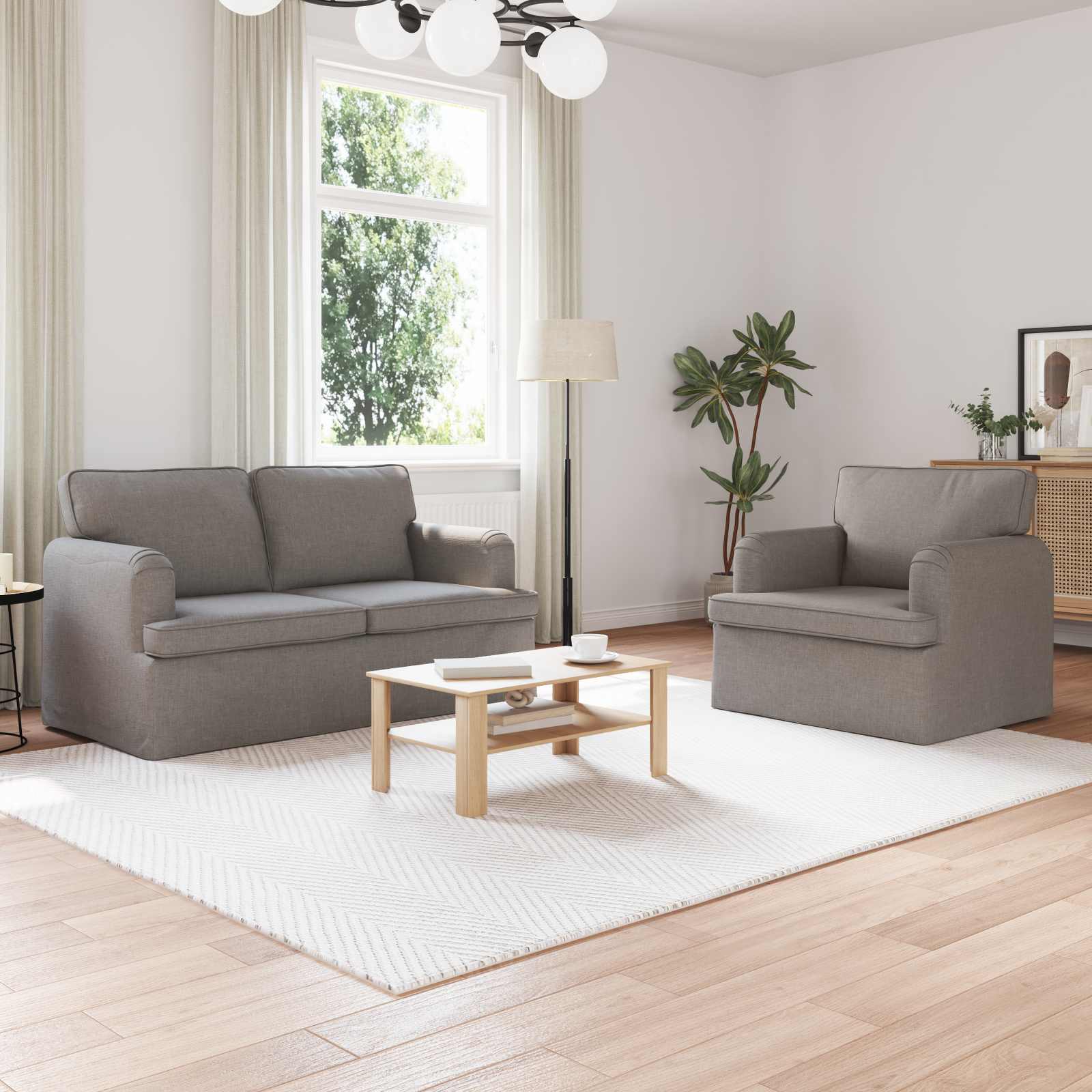Ensemble de Canapés 2 pc Taupe tissu
