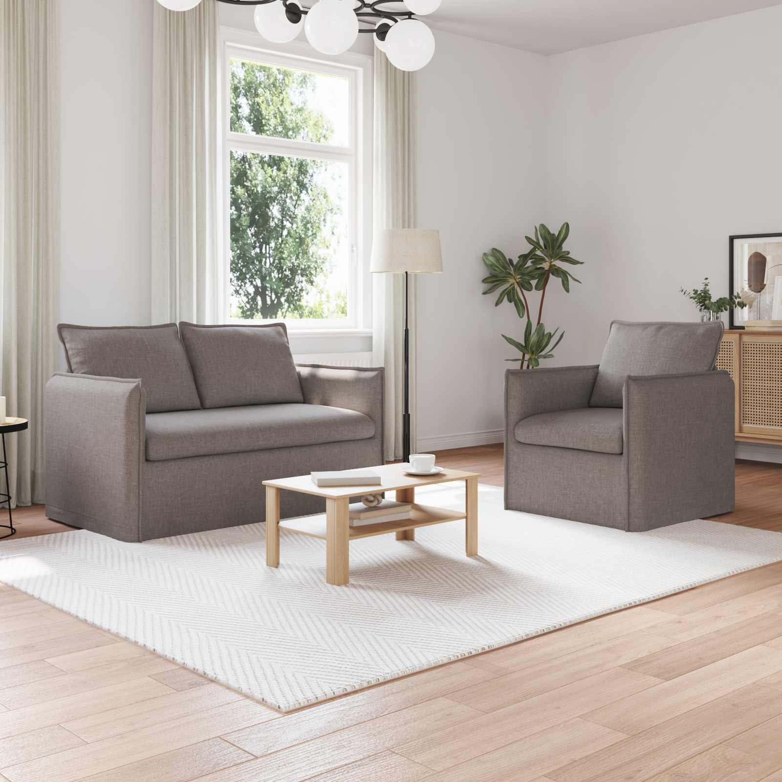 Ensemble de Canapés 2 pc Taupe Tissu