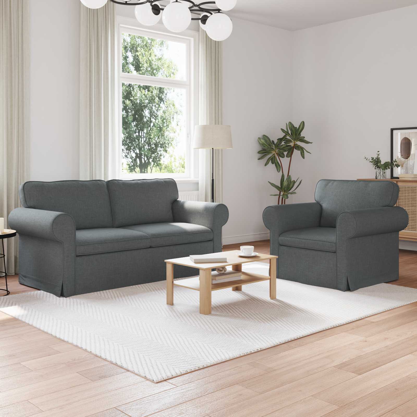 Ensemble de Canapés 2 pc Gris foncé tissu