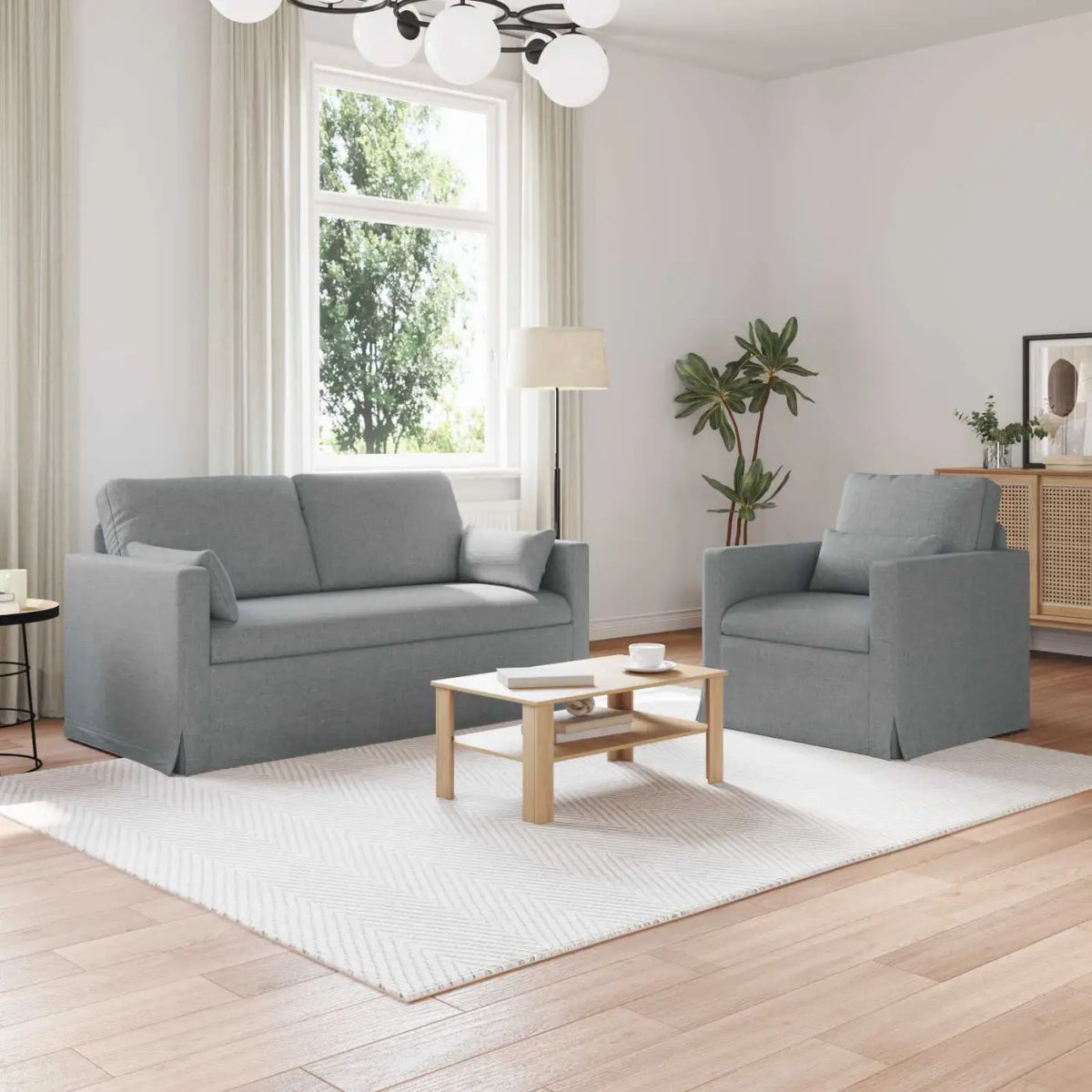 Ensemble de Canapés 2 pc Gris clair tissu - XIOS