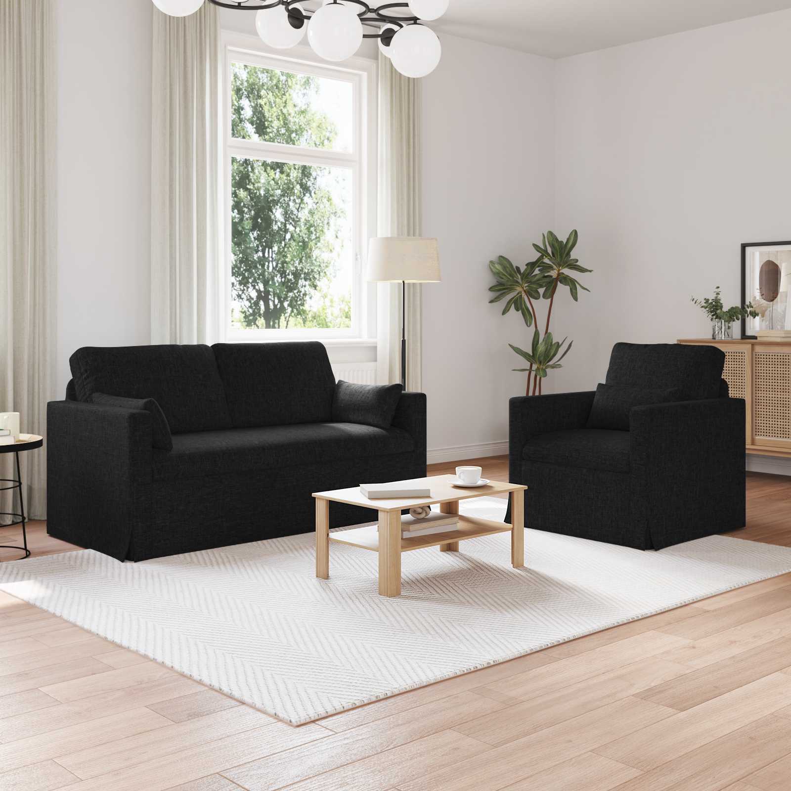 Ensemble de Canapés 2 pcs Noir 158 x 78 x 80 cm tissu - XIOS