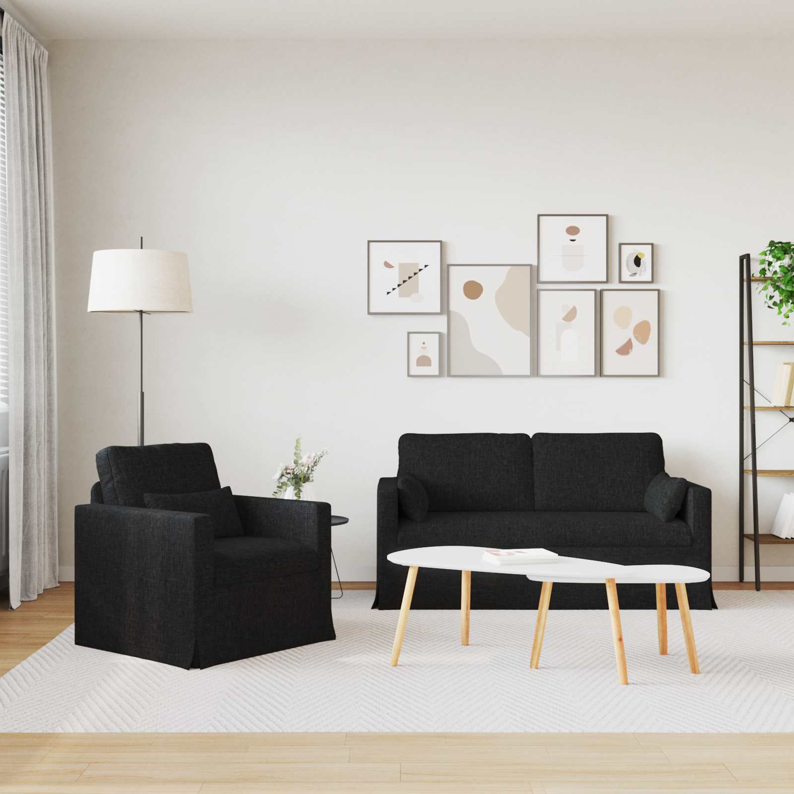 Ensemble de Canapés 2 pcs Noir 158 x 78 x 80 cm tissu - XIOS