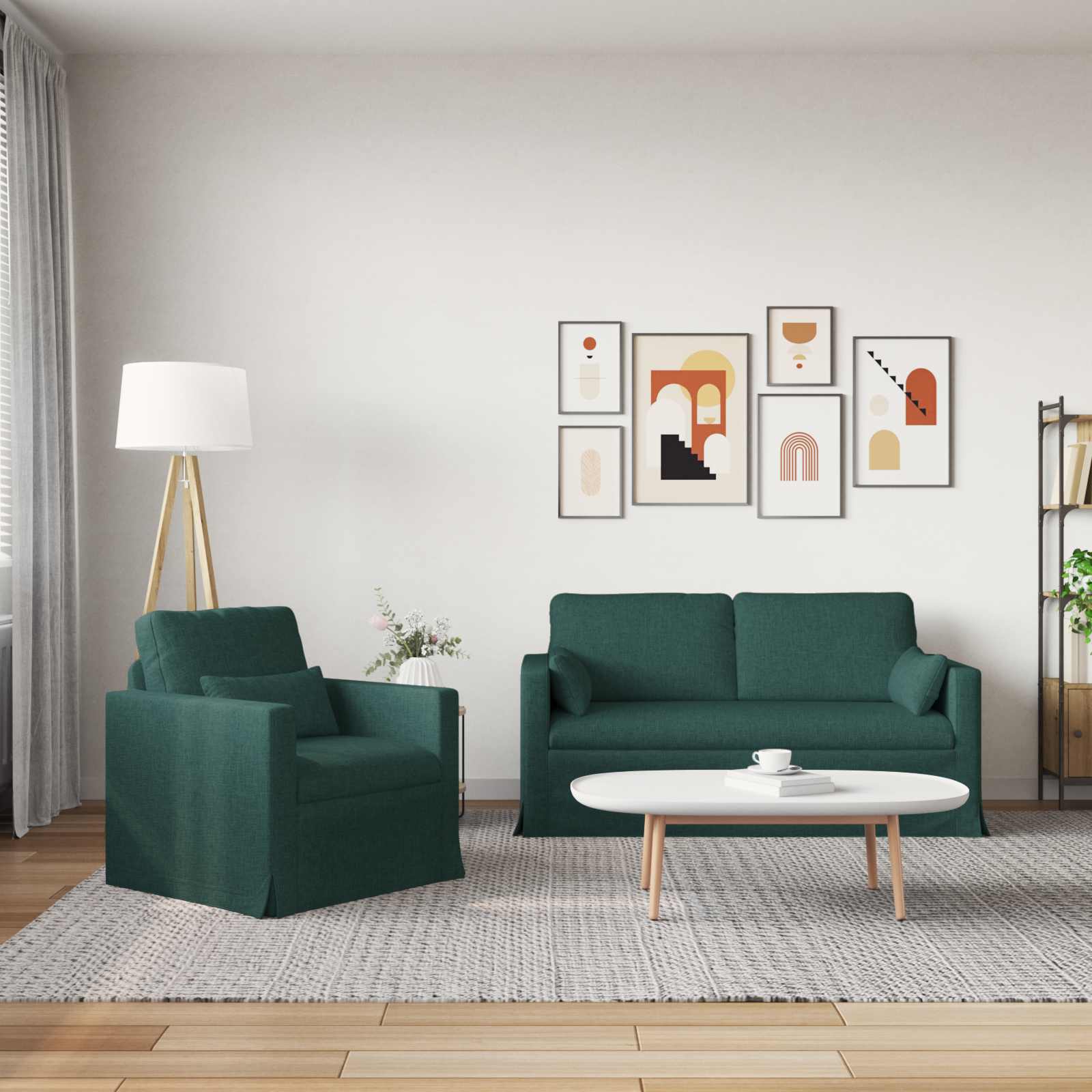 Ensemble de Canapés 2 pcs Vert foncé 158 x 78 x 80 cm tissu - XIOS