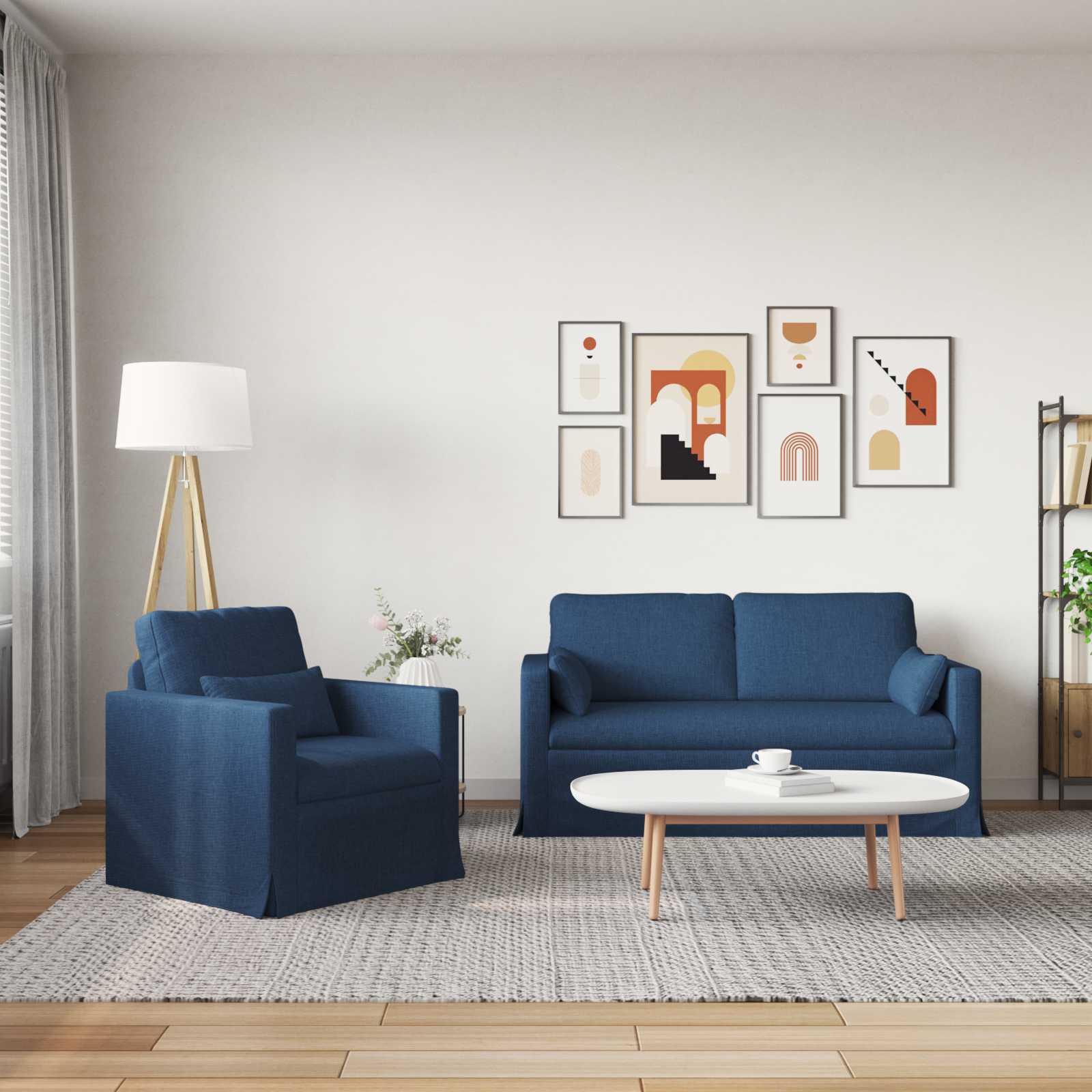 Ensemble de Canapés 2 pcs Bleu 158 x 78 x 80 cm tissu - XIOS