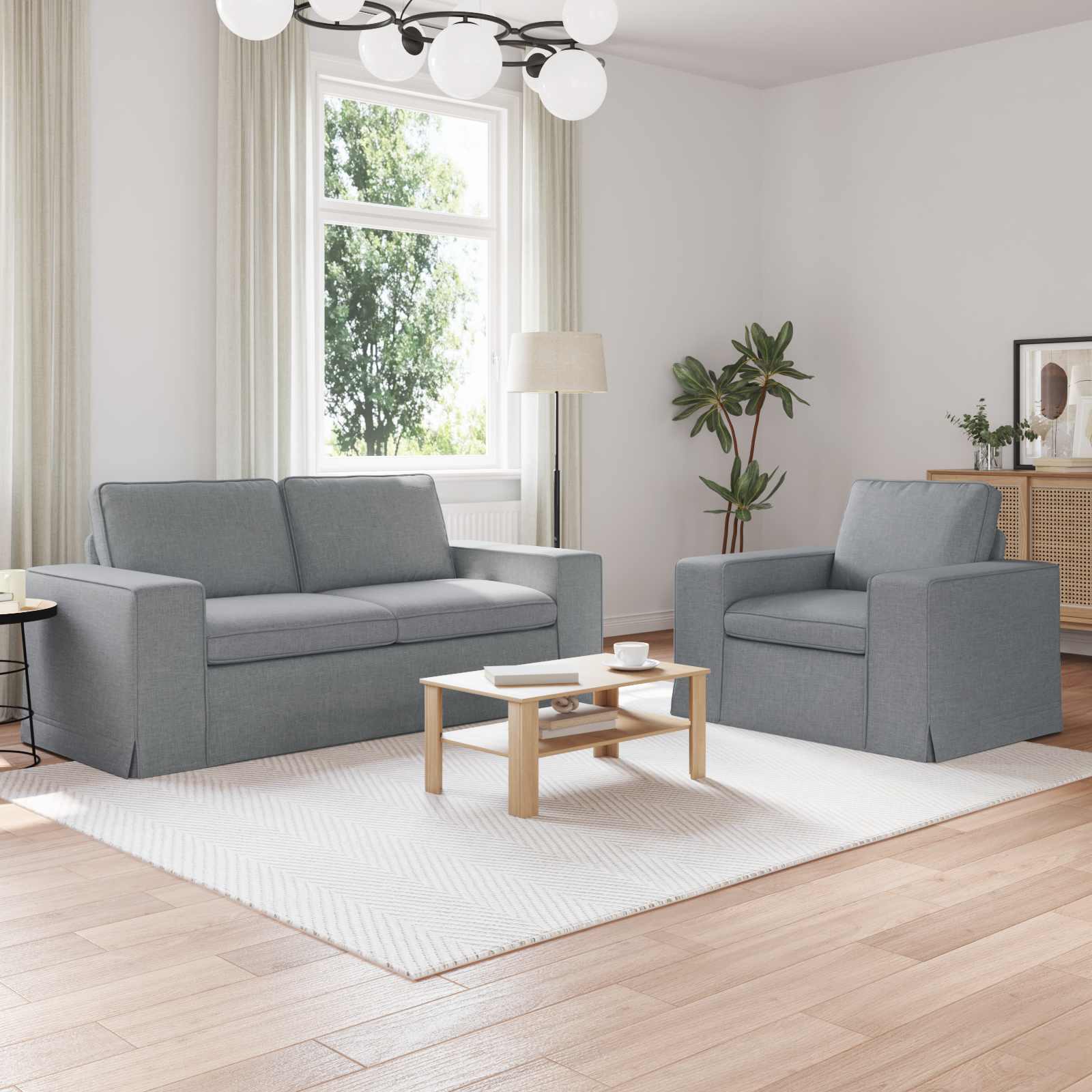 Ensemble de Canapés 2 pc Gris clair tissu