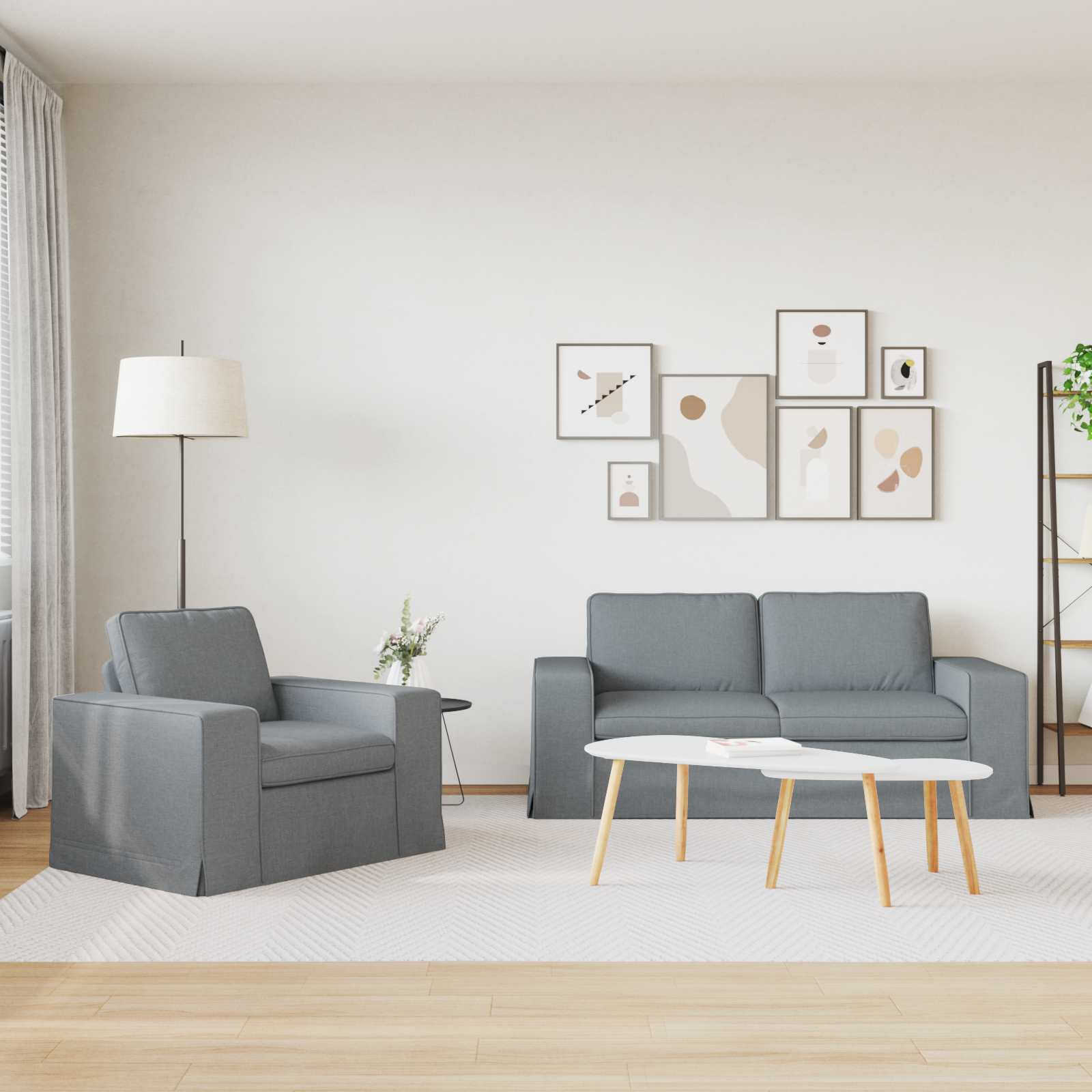 Ensemble de Canapés 2 pc Gris clair tissu