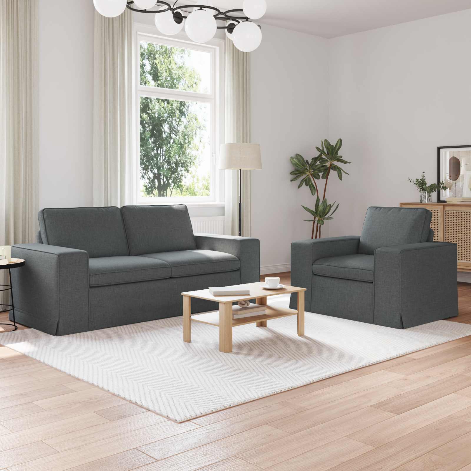 Ensemble de Canapés 2 pc Gris foncé tissu