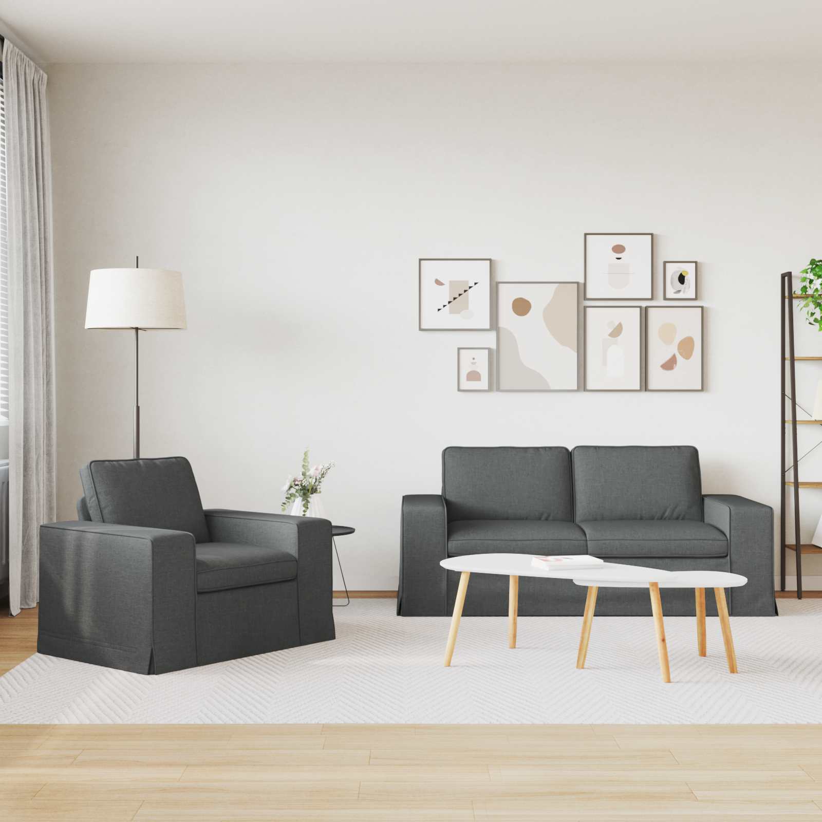 Ensemble de Canapés 2 pc Gris foncé tissu