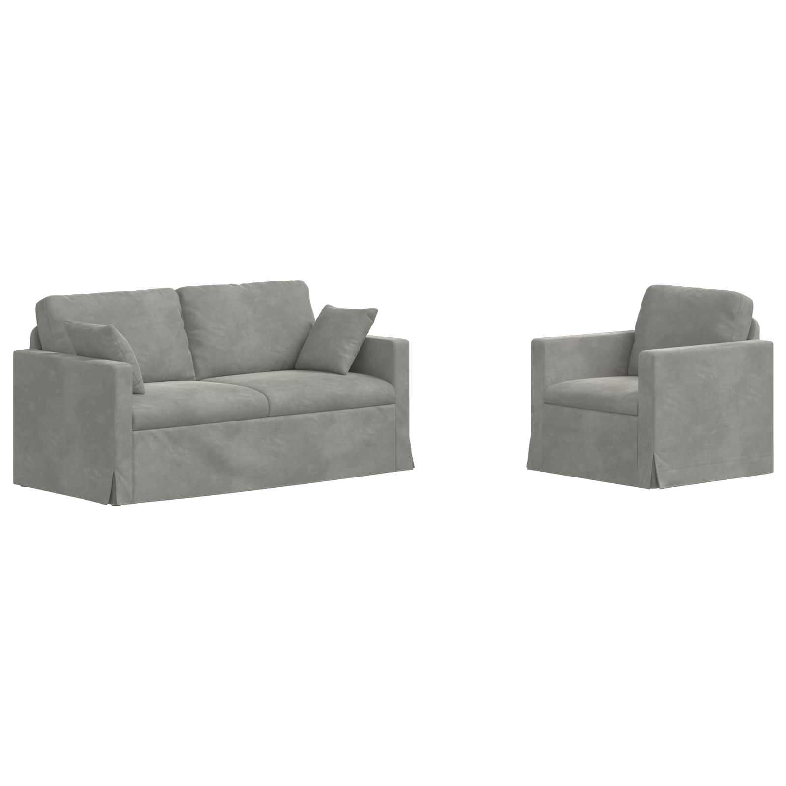 Ensemble de Canapés 2 pcs Gris clair 158 x 78 x 80 cm Velours - XIOS