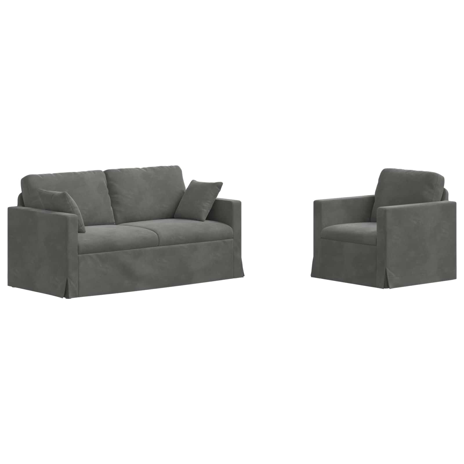 Ensemble de Canapés 2 pcs Gris foncé 158 x 78 x 80 cm Velours - XIOS
