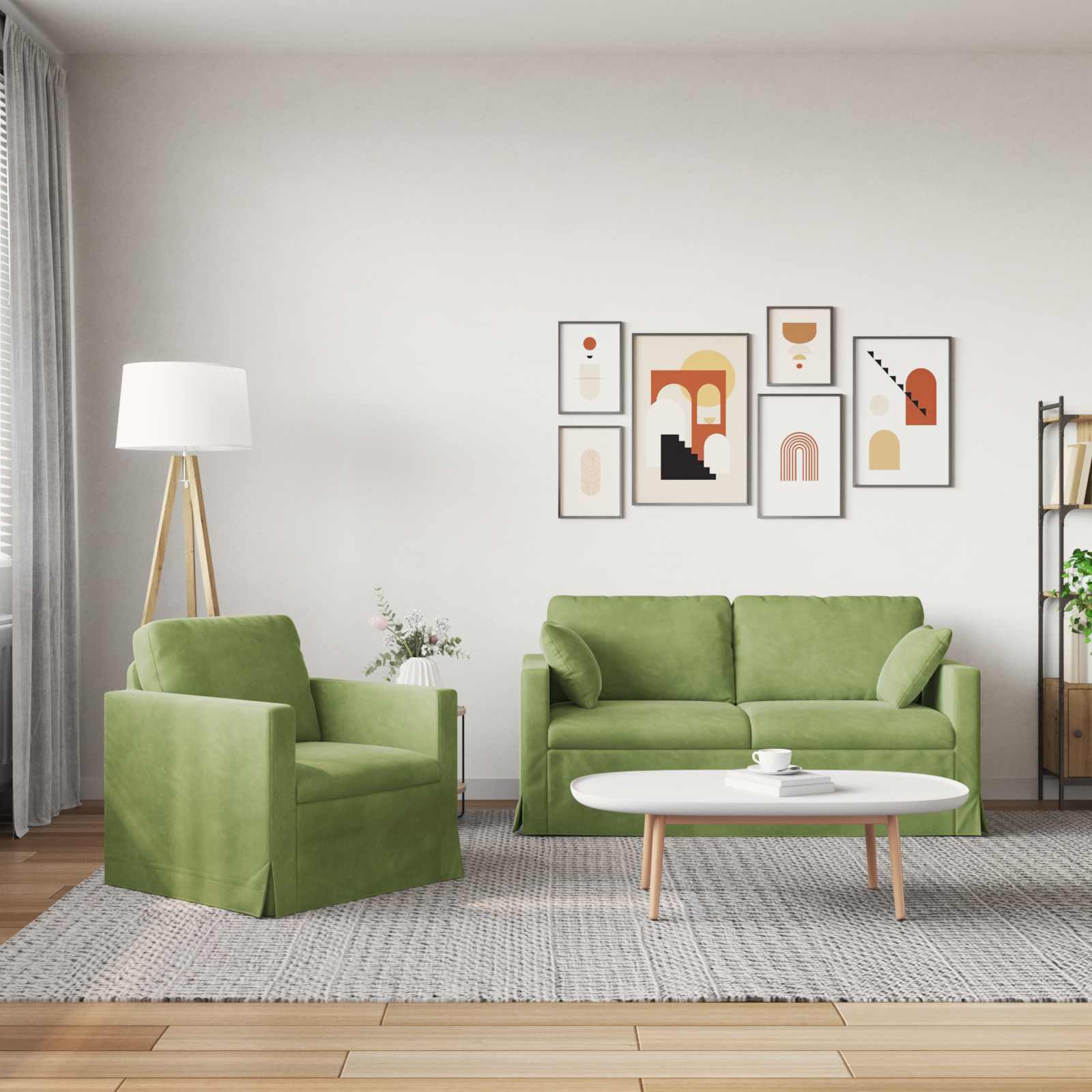 Ensemble de Canapés 2 pcs Vert clair 158 x 78 x 80 cm Velours - XIOS