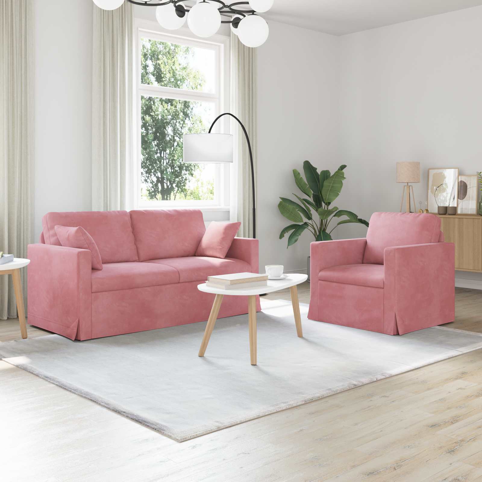 Ensemble de Canapés 2 pcs Rose 158 x 78 x 80 cm Velours - XIOS