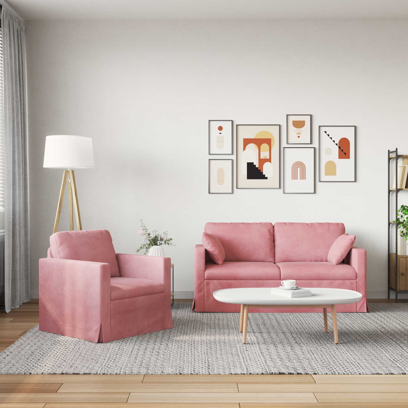 Ensemble de Canapés 2 pcs Rose 158 x 78 x 80 cm Velours - XIOS