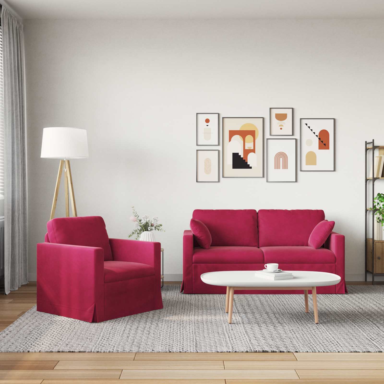 Ensemble de Canapés 2 pcs Bordeaux 158 x 78 x 80 cm Velours - XIOS