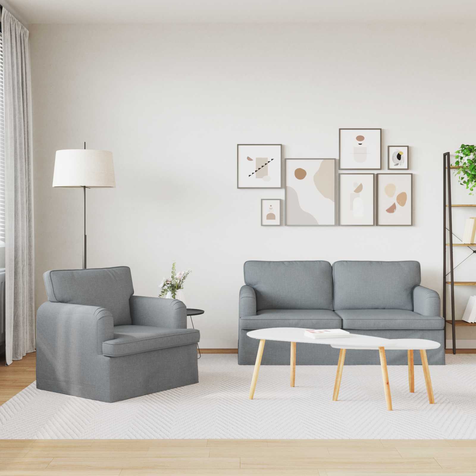 Canapé 140cm 2 pcs Gris clair Métал - XIOS