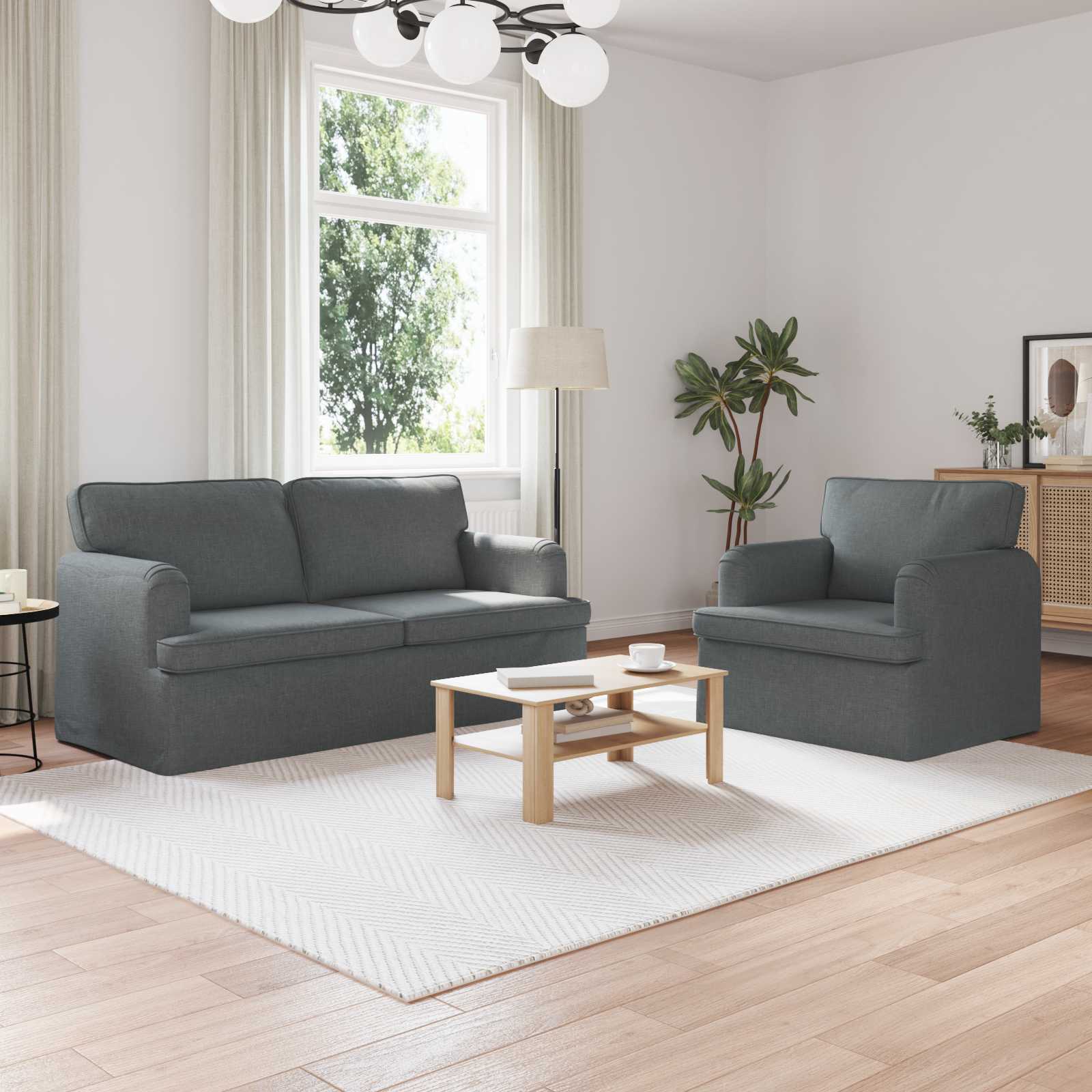 Canapé 140cm 2 pcs Gris foncé Métал - XIOS