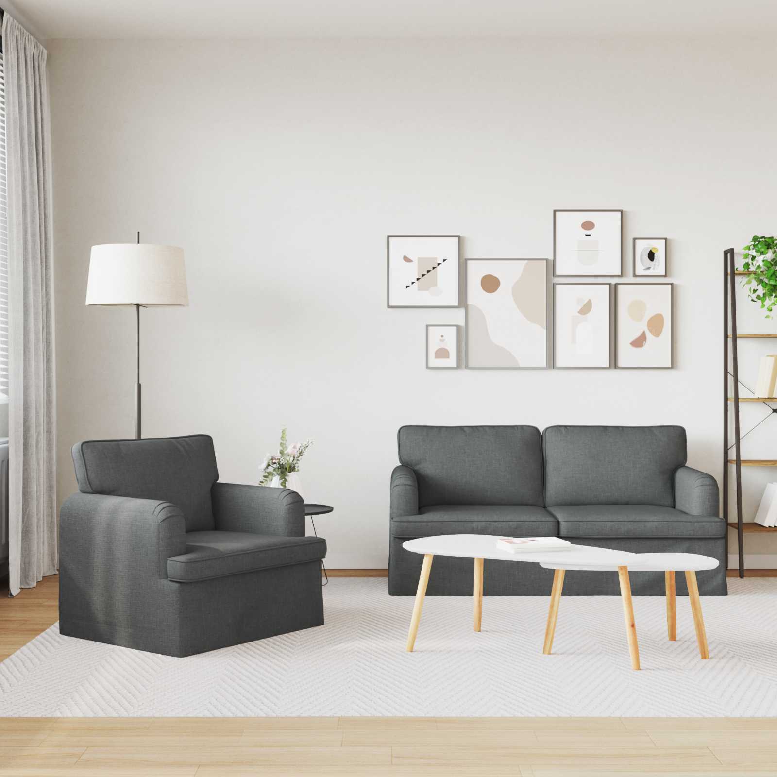 Canapé 140cm 2 pcs Gris foncé Métал - XIOS