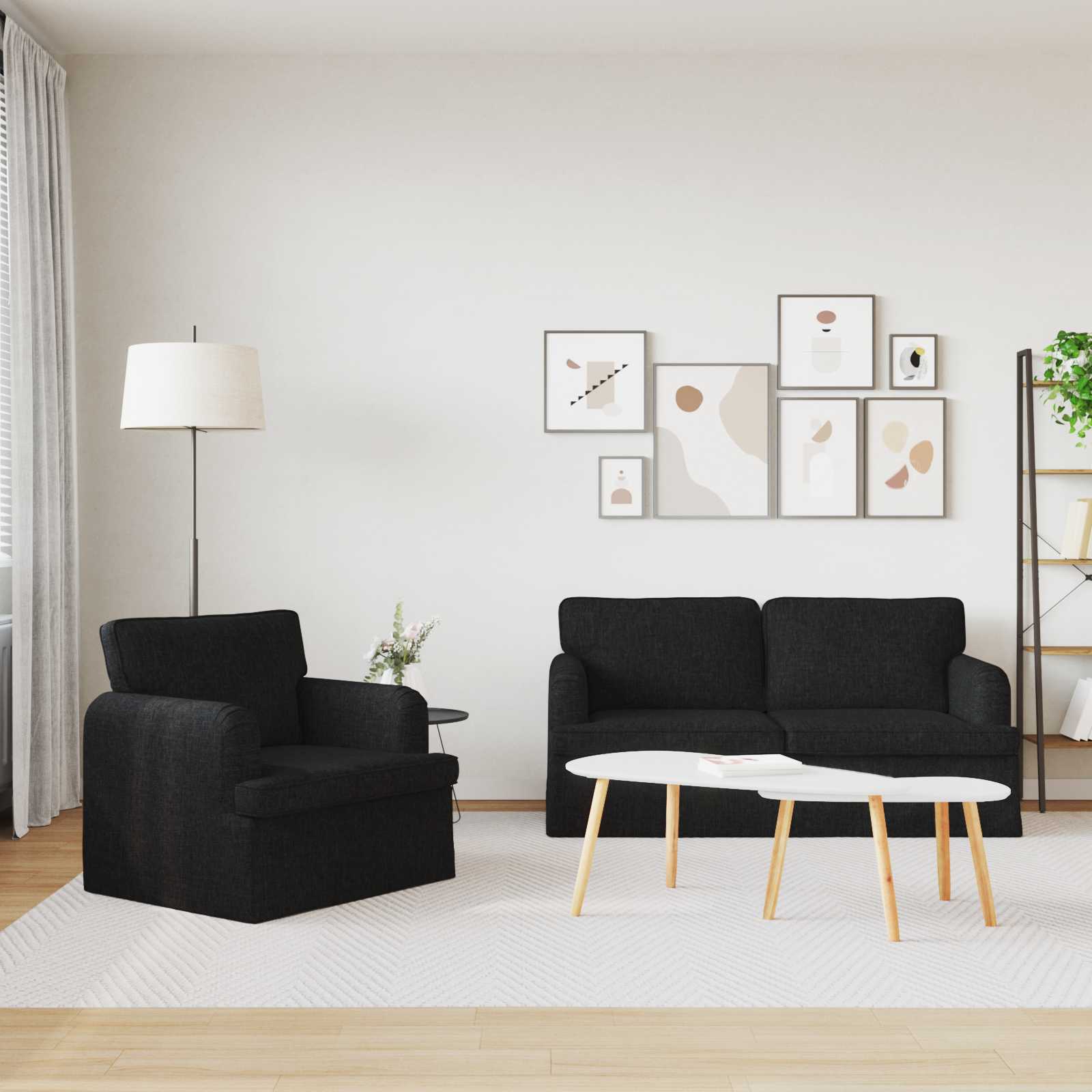 Ensemble de Canapés 2 pc Noir tissu