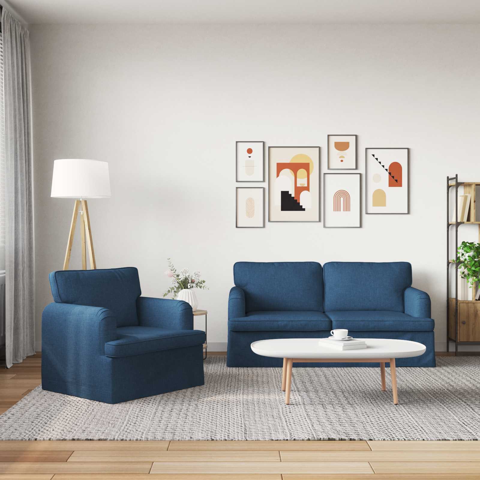 Ensemble de Canapés 2 pc Bleu tissu